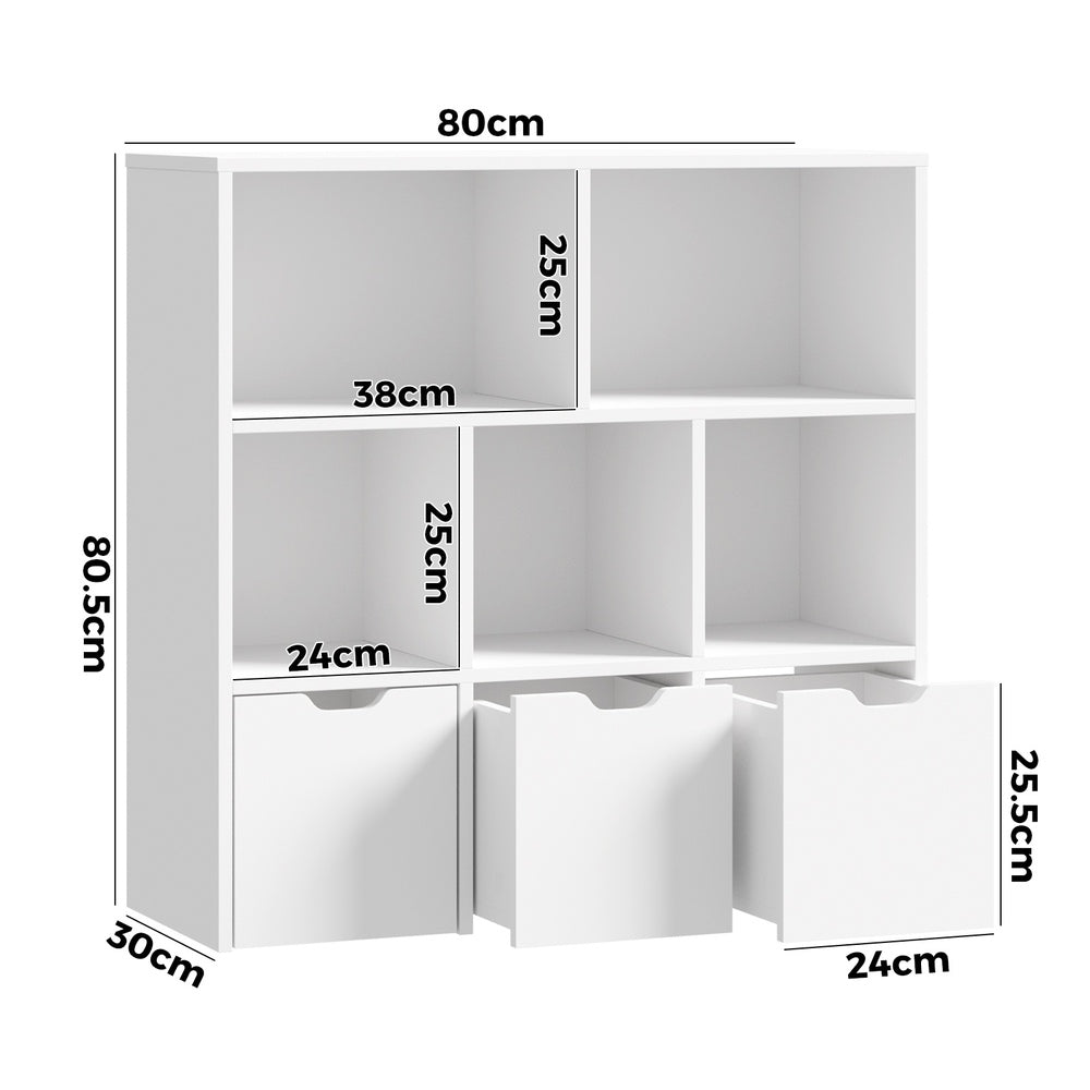 Oikiture Kids Storage Organiser Cabinet With Removable Box White-Kid Storage-PEROZ Accessories