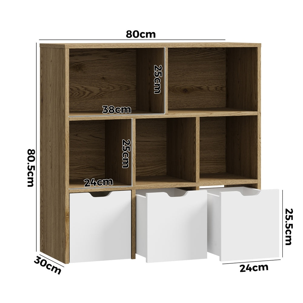 Oikiture Kids Storage Organiser Cabinet With Removable Box Natural-Kid Storage-PEROZ Accessories