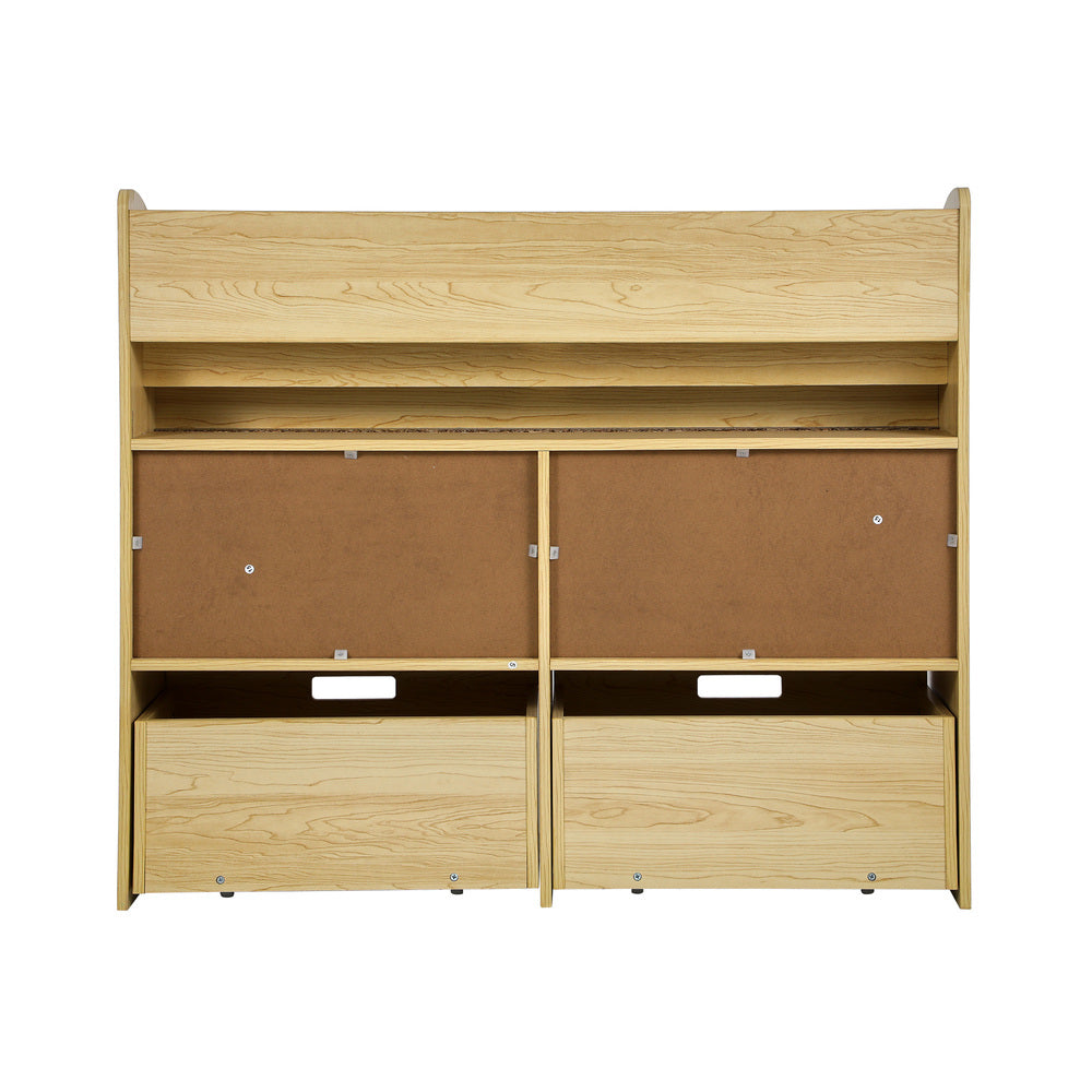 Oikiture Kids Bookshelf Toy Storage Box Organiser Display Shelf Natural-Kid Storage-PEROZ Accessories