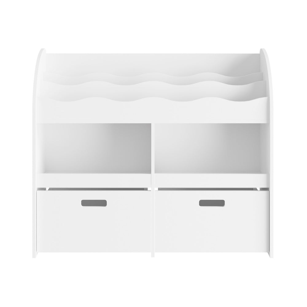 Oikiture Kids Bookshelf Toy Storage Box Organiser Display Shelf White-Kid Storage-PEROZ Accessories
