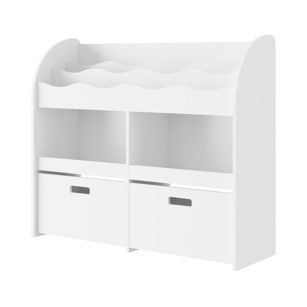 Oikiture Kids Bookshelf Toy Storage Box Organiser Display Shelf White-Kid Storage-PEROZ Accessories