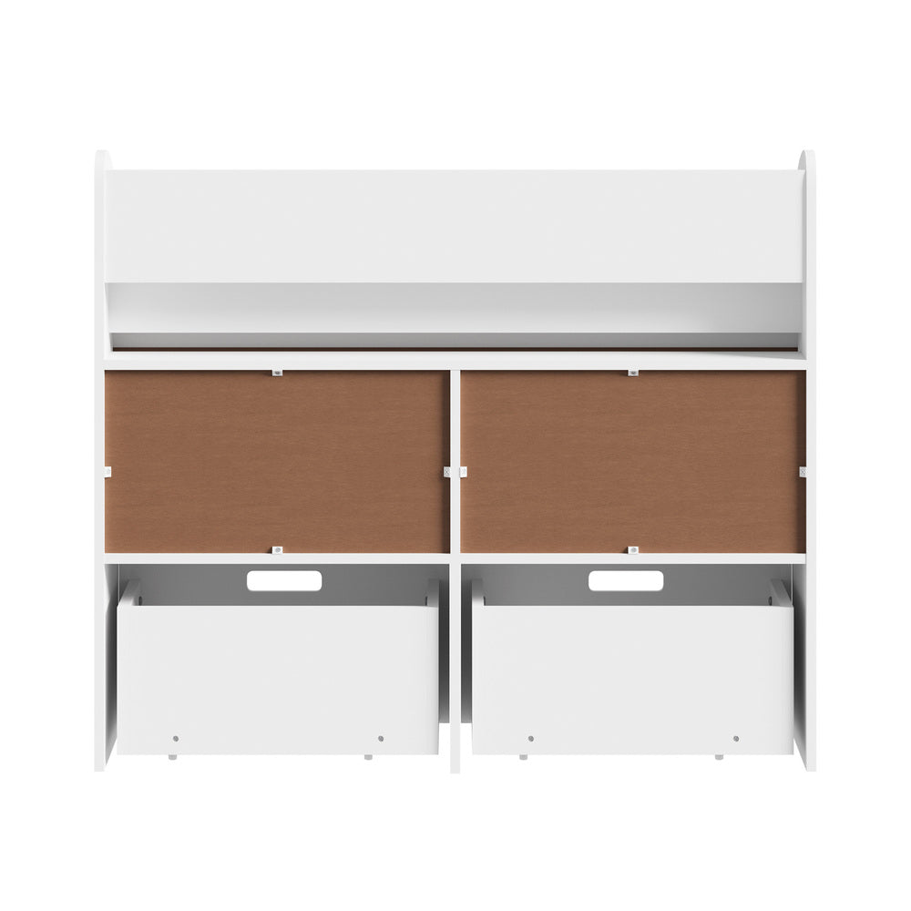 Oikiture Kids Bookshelf Toy Storage Box Organiser Display Shelf White-Kid Storage-PEROZ Accessories