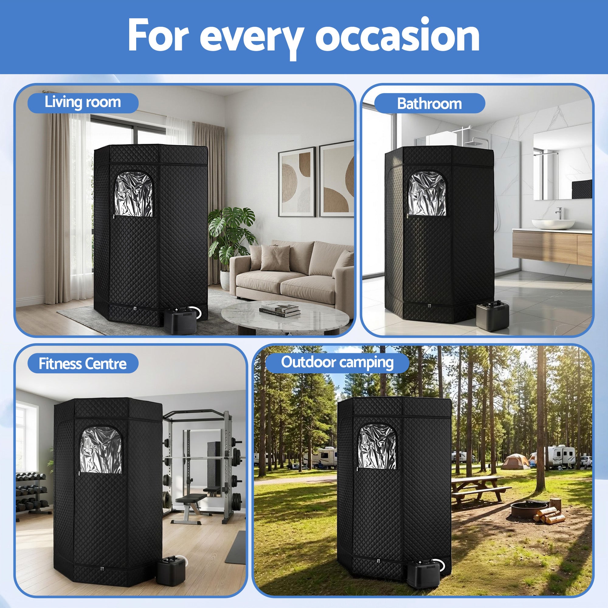Devanti Portable Steam Sauna Tent 1000W 3L Steamer Pot Full Body Home SPA Timer-Appliances > Kitchen Appliances > Speciality Appliances-PEROZ Accessories