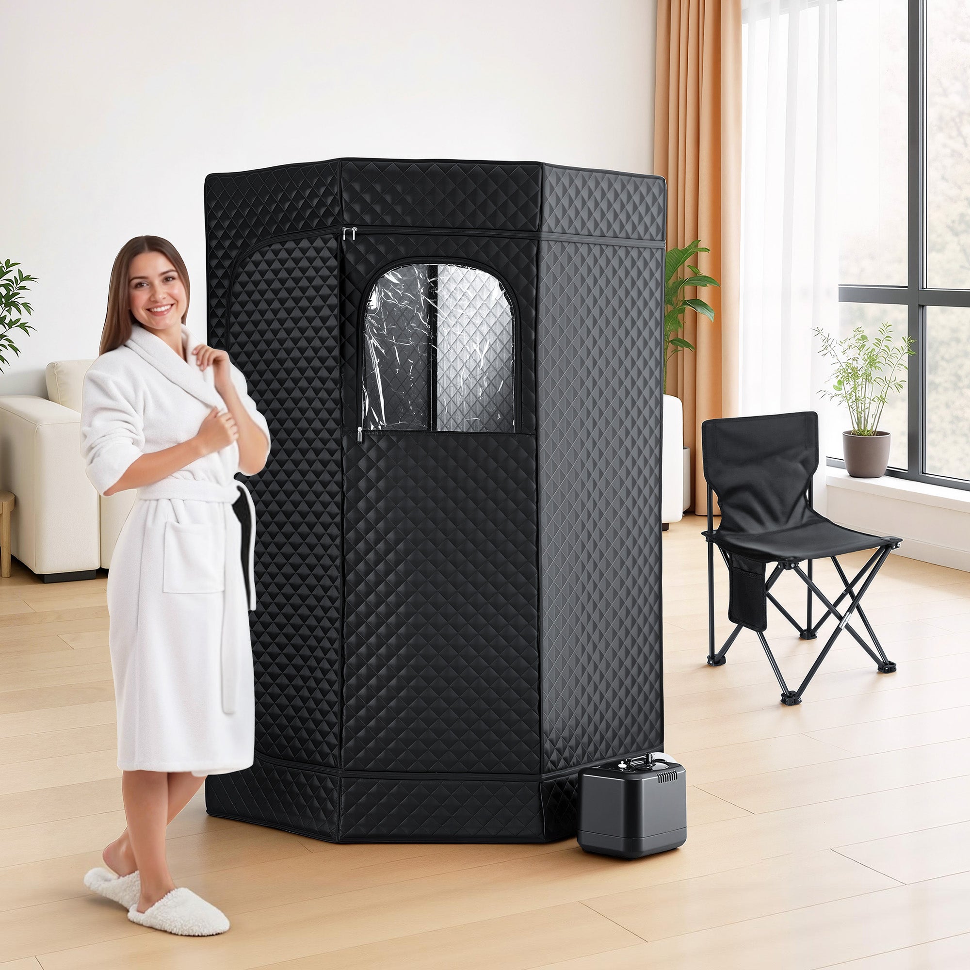 Devanti Portable Steam Sauna Tent 1000W 3L Steamer Pot Full Body Home SPA Timer-Appliances > Kitchen Appliances > Speciality Appliances-PEROZ Accessories