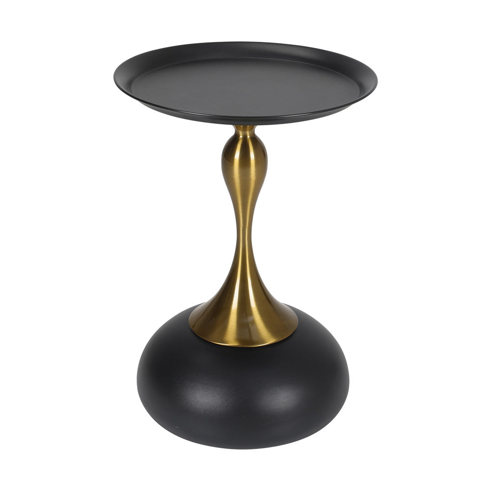 Oikiture Coffee Side Table Round Metal Black-Side Tables-PEROZ Accessories