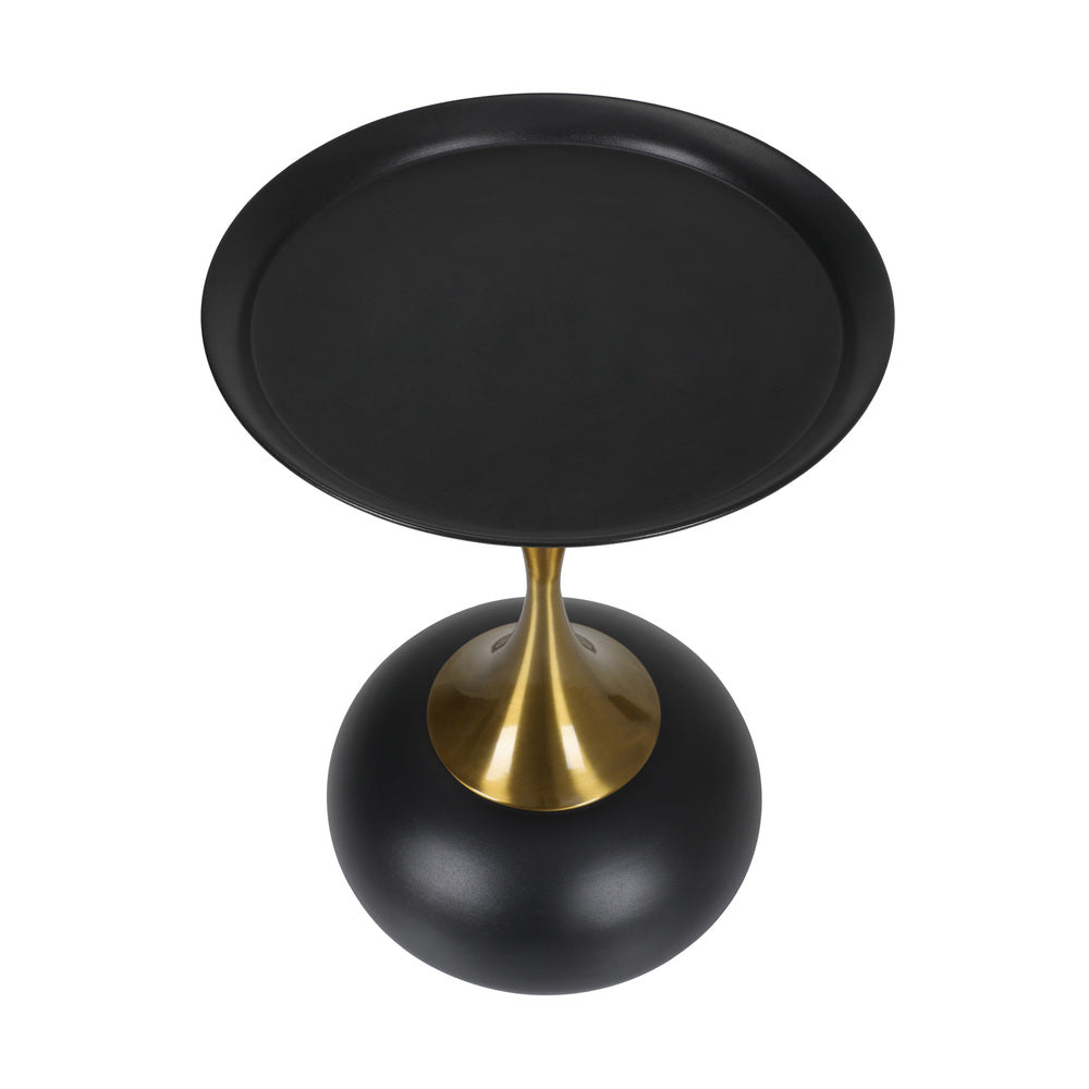 Oikiture Coffee Side Table Round Metal Black-Side Tables-PEROZ Accessories