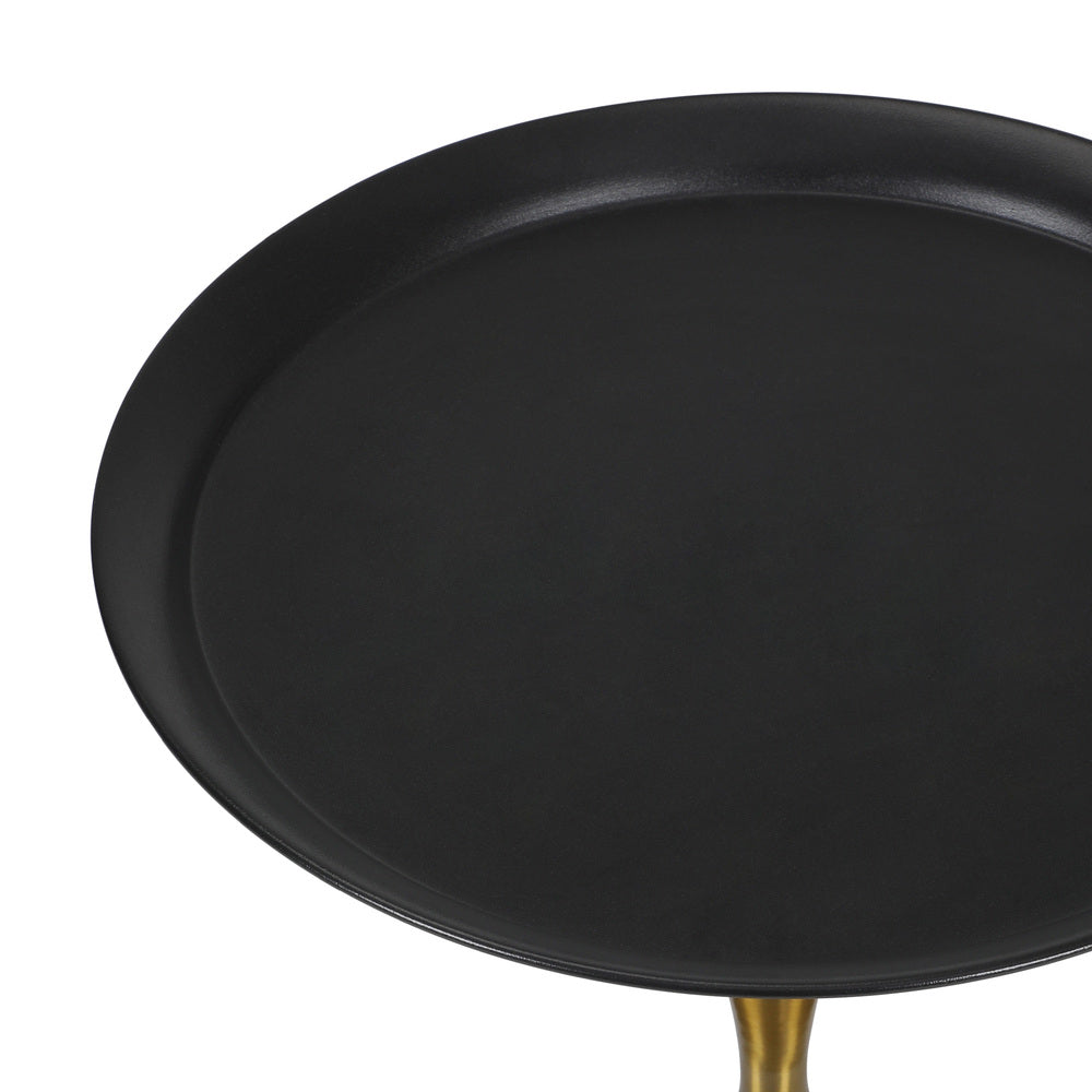 Oikiture Coffee Side Table Round Metal Black-Side Tables-PEROZ Accessories