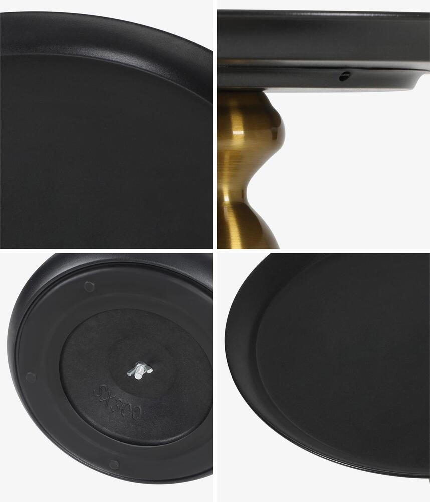 Oikiture Coffee Side Table Round Metal Black-Side Tables-PEROZ Accessories