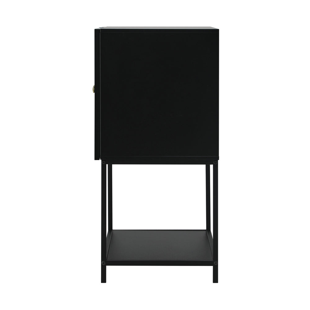 Oikiture Bathroom Cabinet Two Tempered Glass Door Black-Bathroom Cabinets-PEROZ Accessories