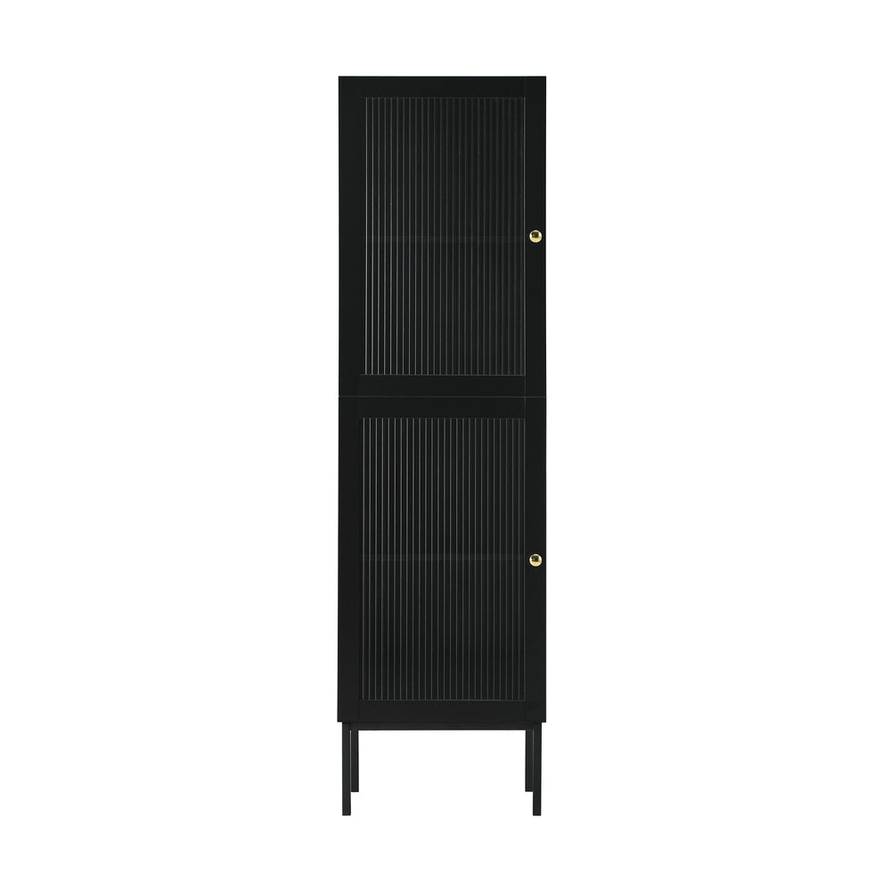 Oikiture Bathroom Cabinet Tempered Glass Door Tall Slim Black-Bathroom Cabinets-PEROZ Accessories