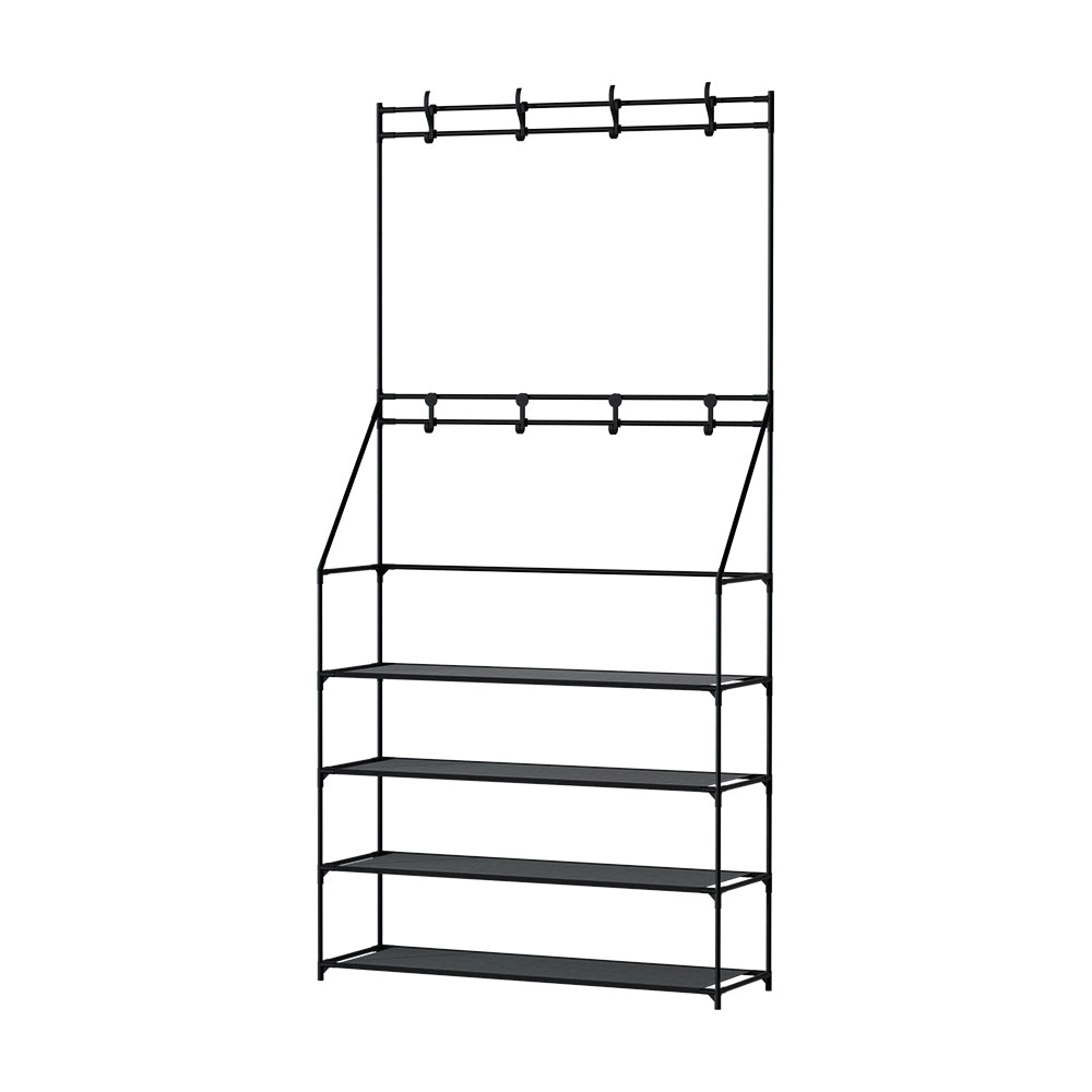 Artiss Shoe Rack Hall Tree 16 Pairs Black-Coat Racks-PEROZ Accessories