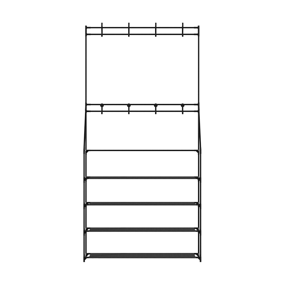 Artiss Shoe Rack Hall Tree 16 Pairs Black-Coat Racks-PEROZ Accessories