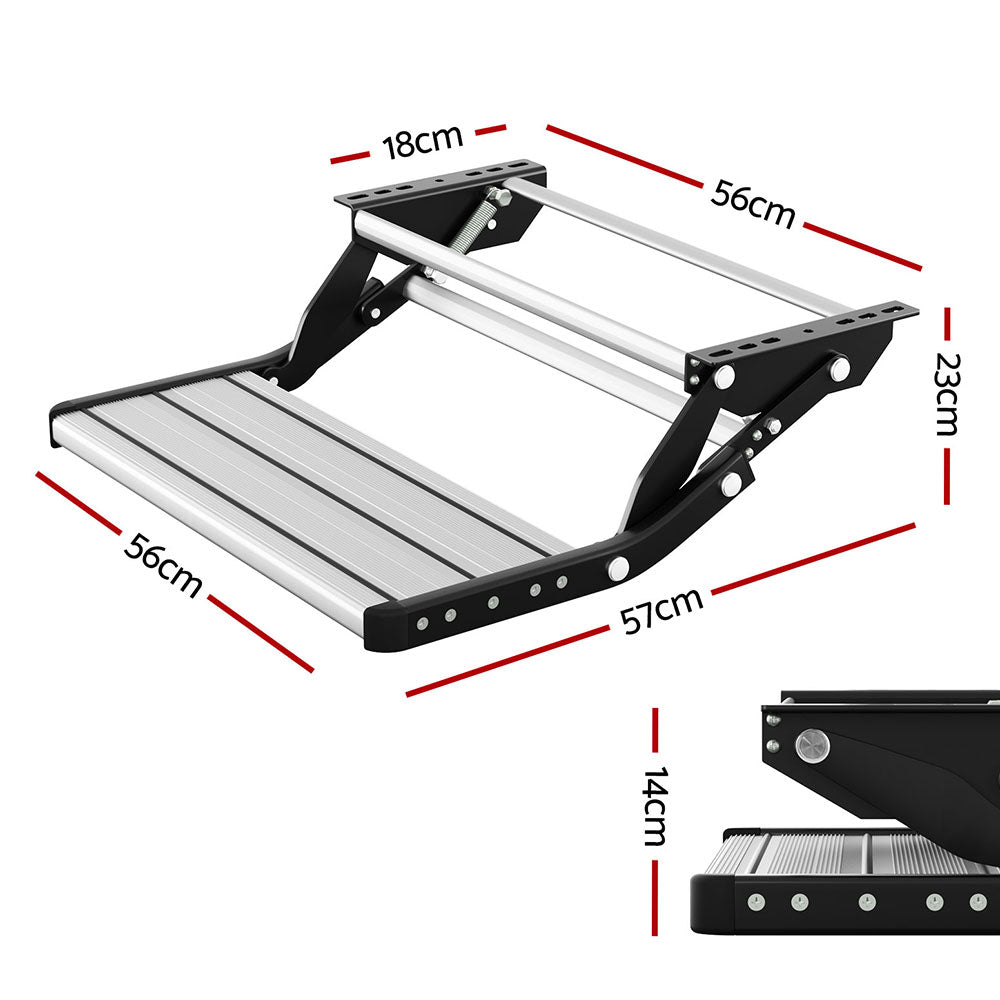 Weisshorn Caravan Step Pull Out Step Single Aluminium 200KG-Auto Accessories > Auto Accessories Others > Automotive Loading Ramps-PEROZ Accessories