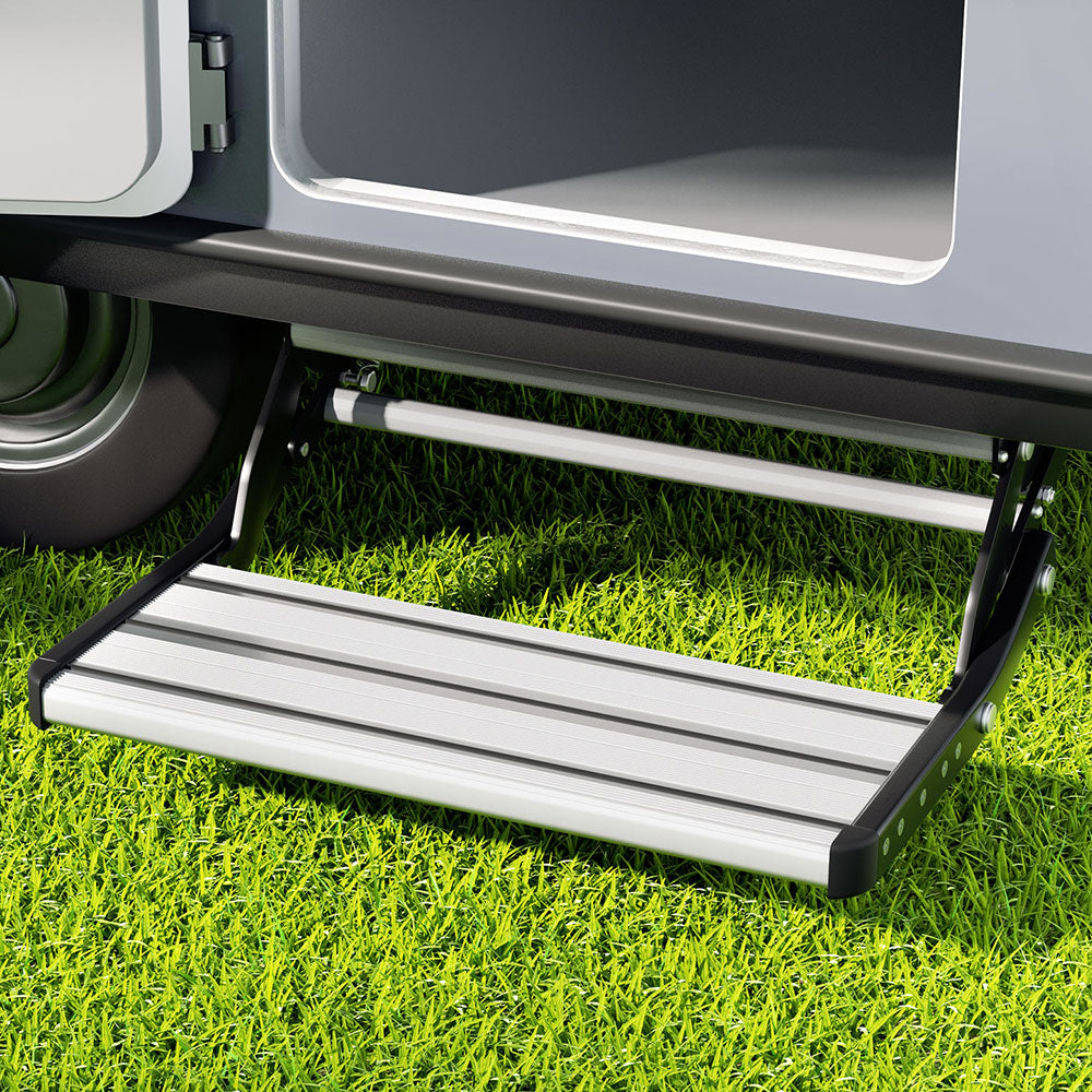 Weisshorn Caravan Step Pull Out Step Single Aluminium 200KG-Auto Accessories > Auto Accessories Others > Automotive Loading Ramps-PEROZ Accessories