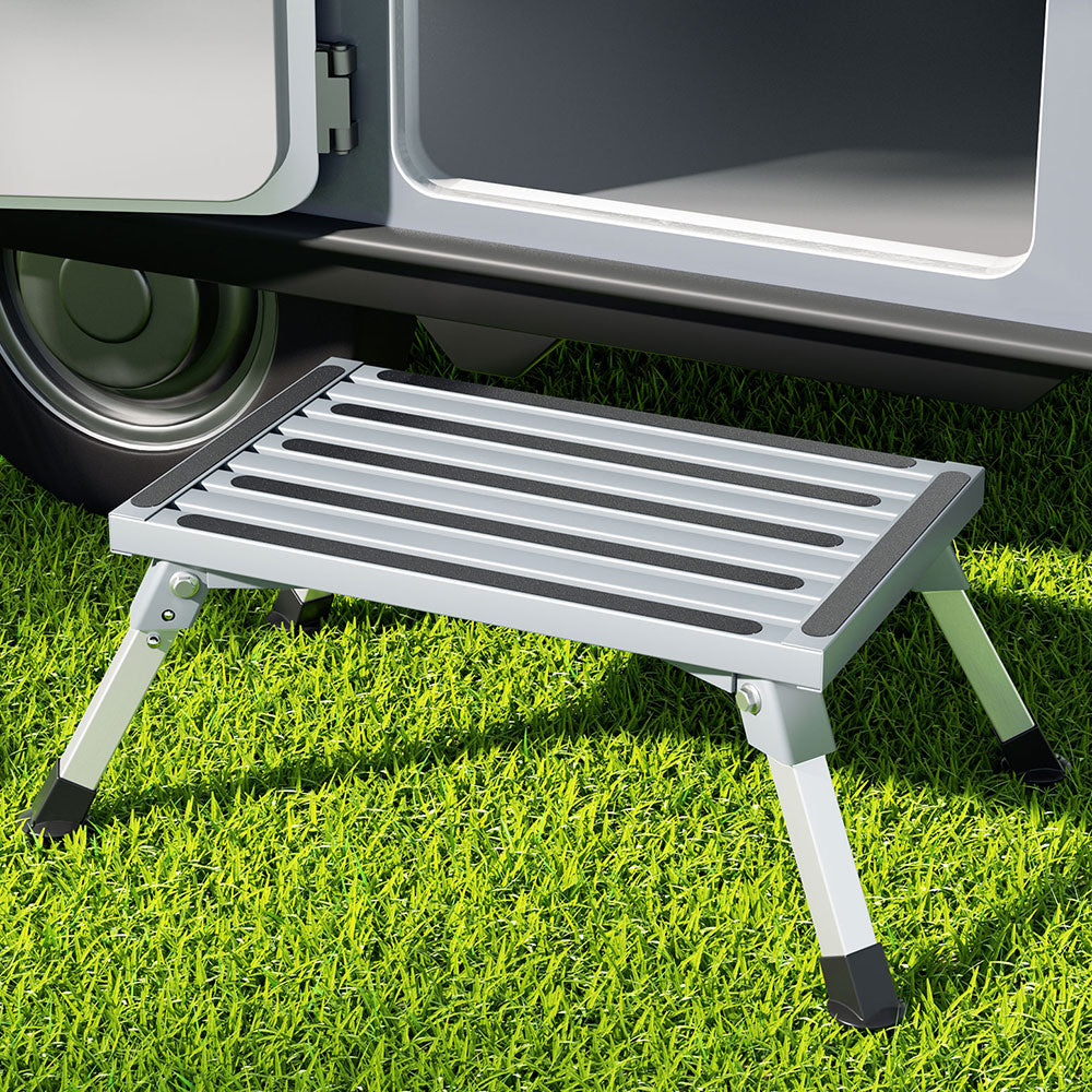 Weisshorn Caravan Step Folding Aluminium Step Ladder Stool-Outdoor Recreation > Camping > Camp Furniture-PEROZ Accessories