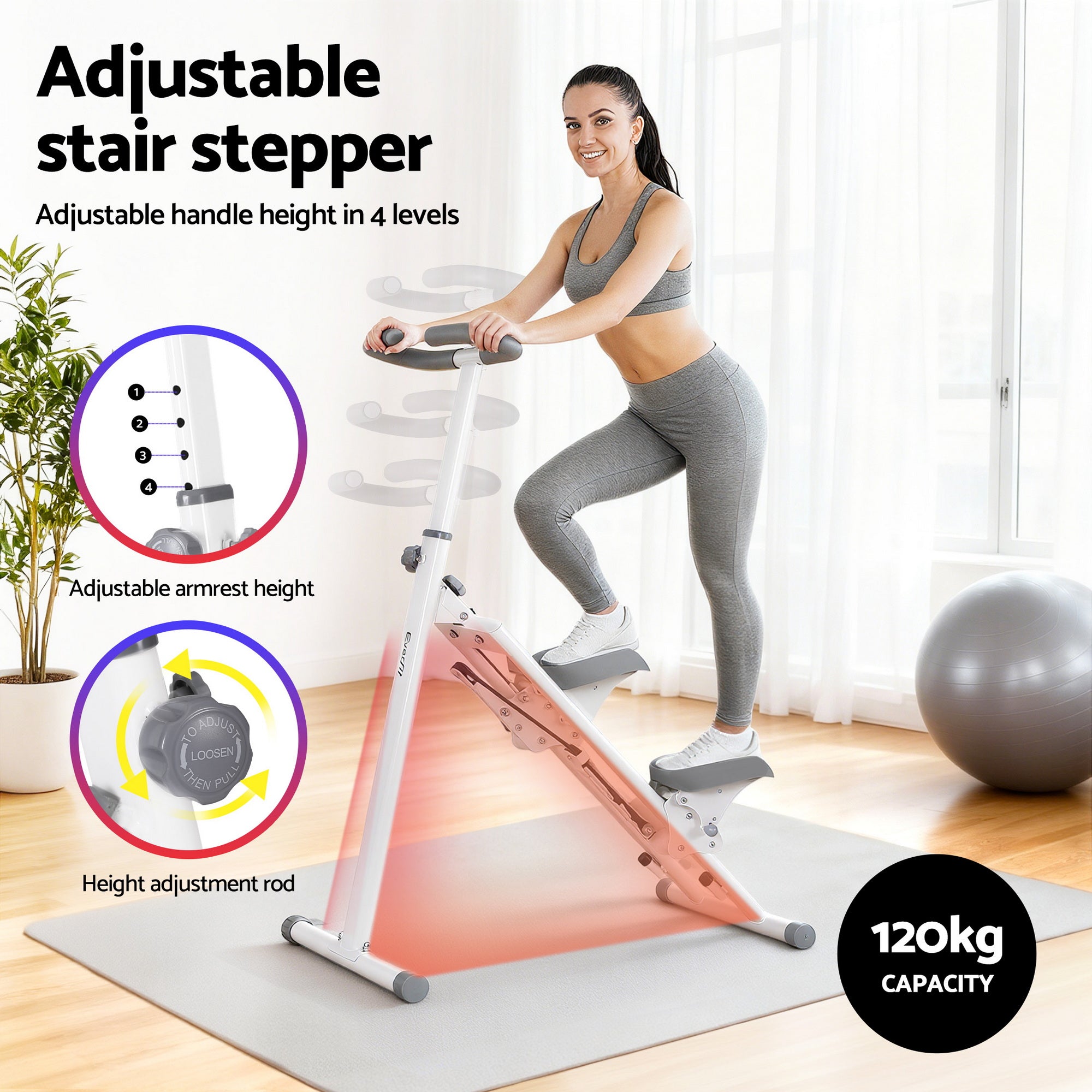 Everfit Step Machine Stair Climber for Home Gym Exercise Foldable LED Display Adjustable Handlebar-Sports & Fitness > Exercise, Gym & Fitness > Gym & Training Step-PEROZ Accessories