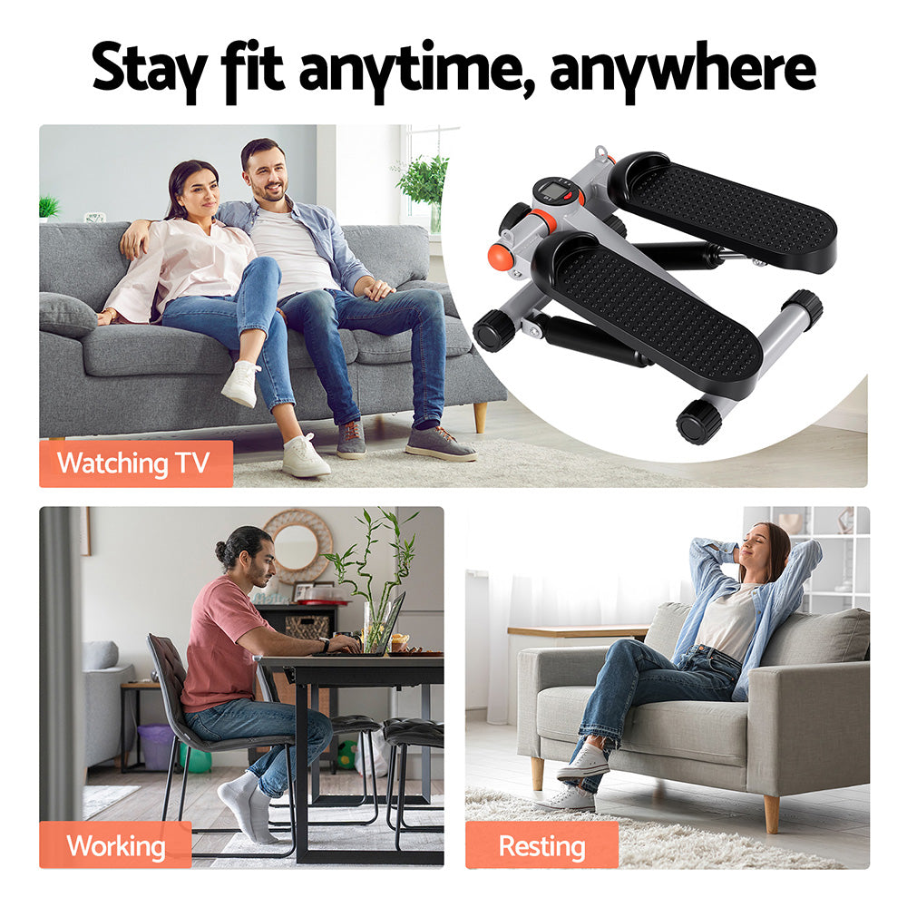 Everfit Mini Stepper with Resistance Rope Aerobic for Exercise Compact Home Workout Grey-Sports & Fitness > Exercise, Gym & Fitness > Gym & Training Step-PEROZ Accessories