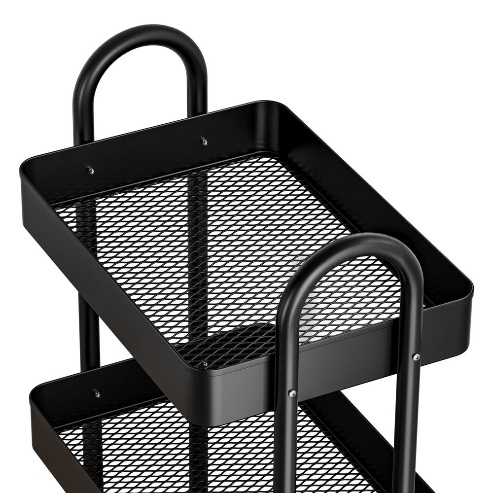 Artiss Storage Trolley Kitchen Cart 4 Tiers Black-Furniture > Dining-PEROZ Accessories