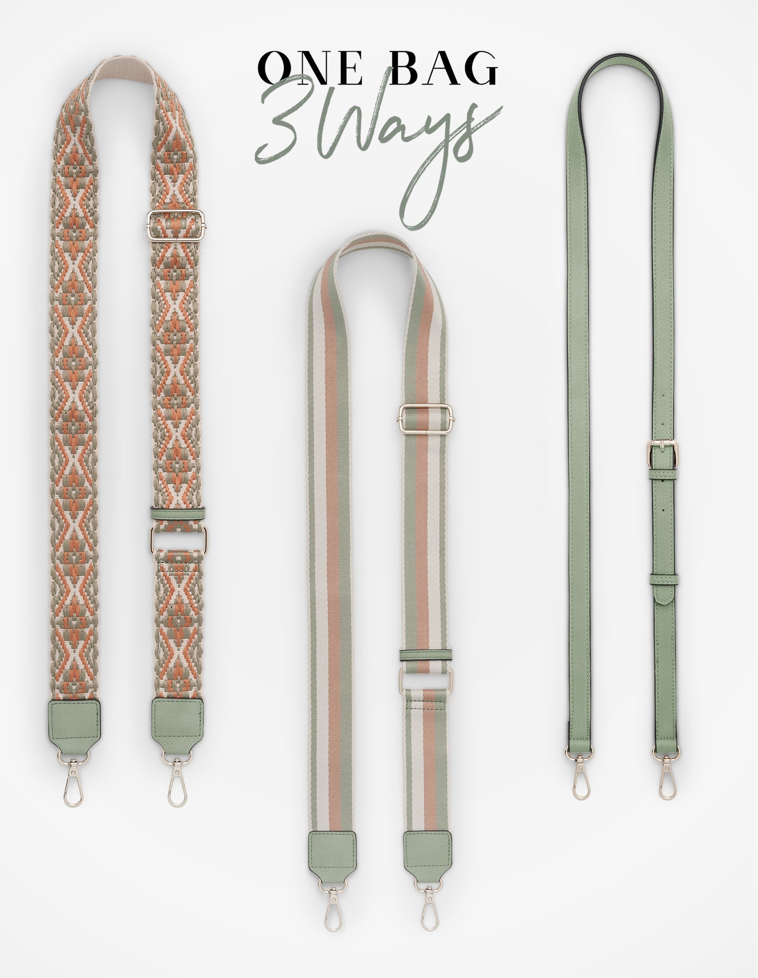 Monica Crossbody Bag & 3 Straps - One Bag 3 Ways-Handbags-PEROZ Accessories