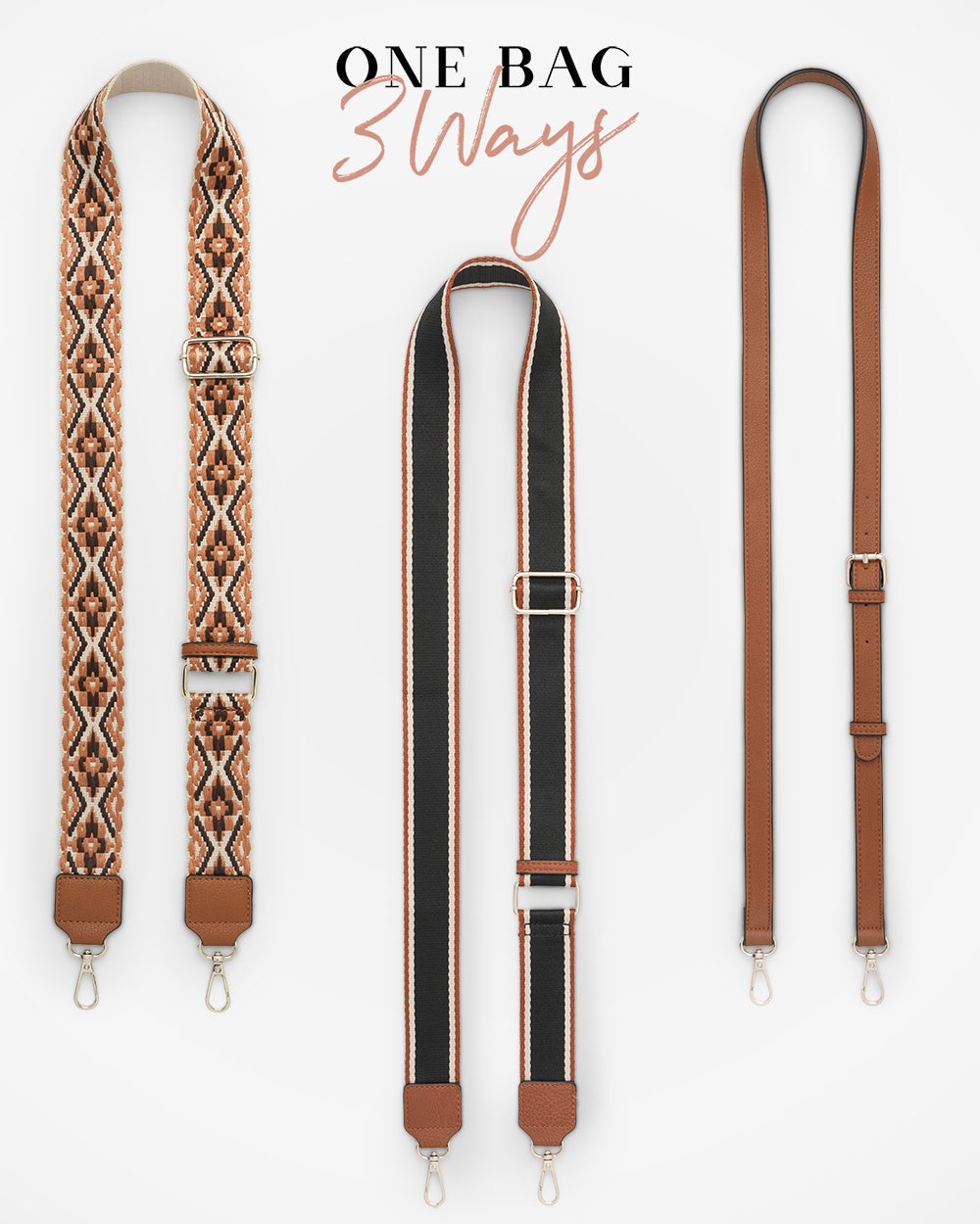Monica Crossbody Bag & 3 Straps - One Bag 3 Ways-Handbags-PEROZ Accessories