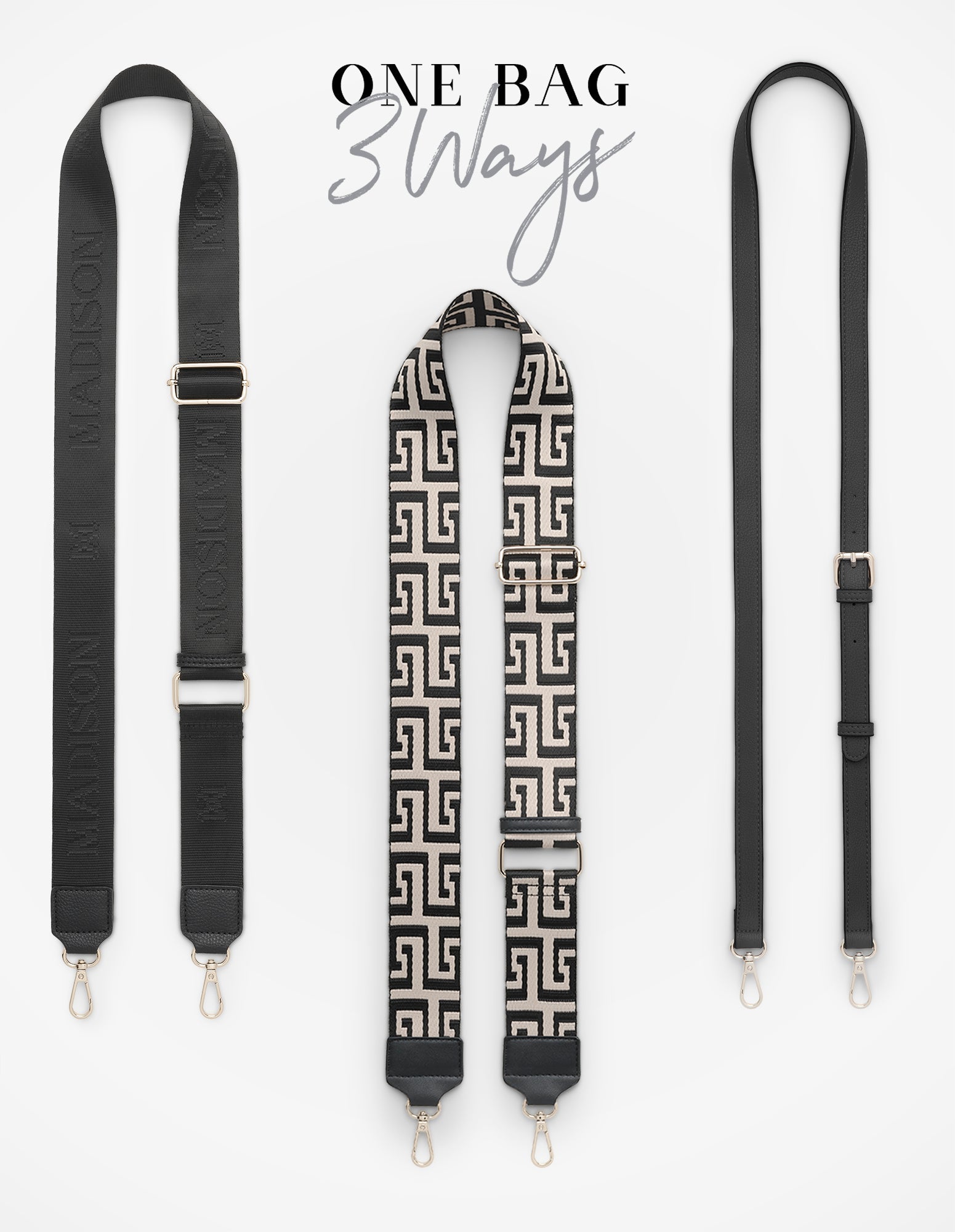 Monica Crossbody Bag & 3 Straps - One Bag 3 Ways-Handbags-PEROZ Accessories