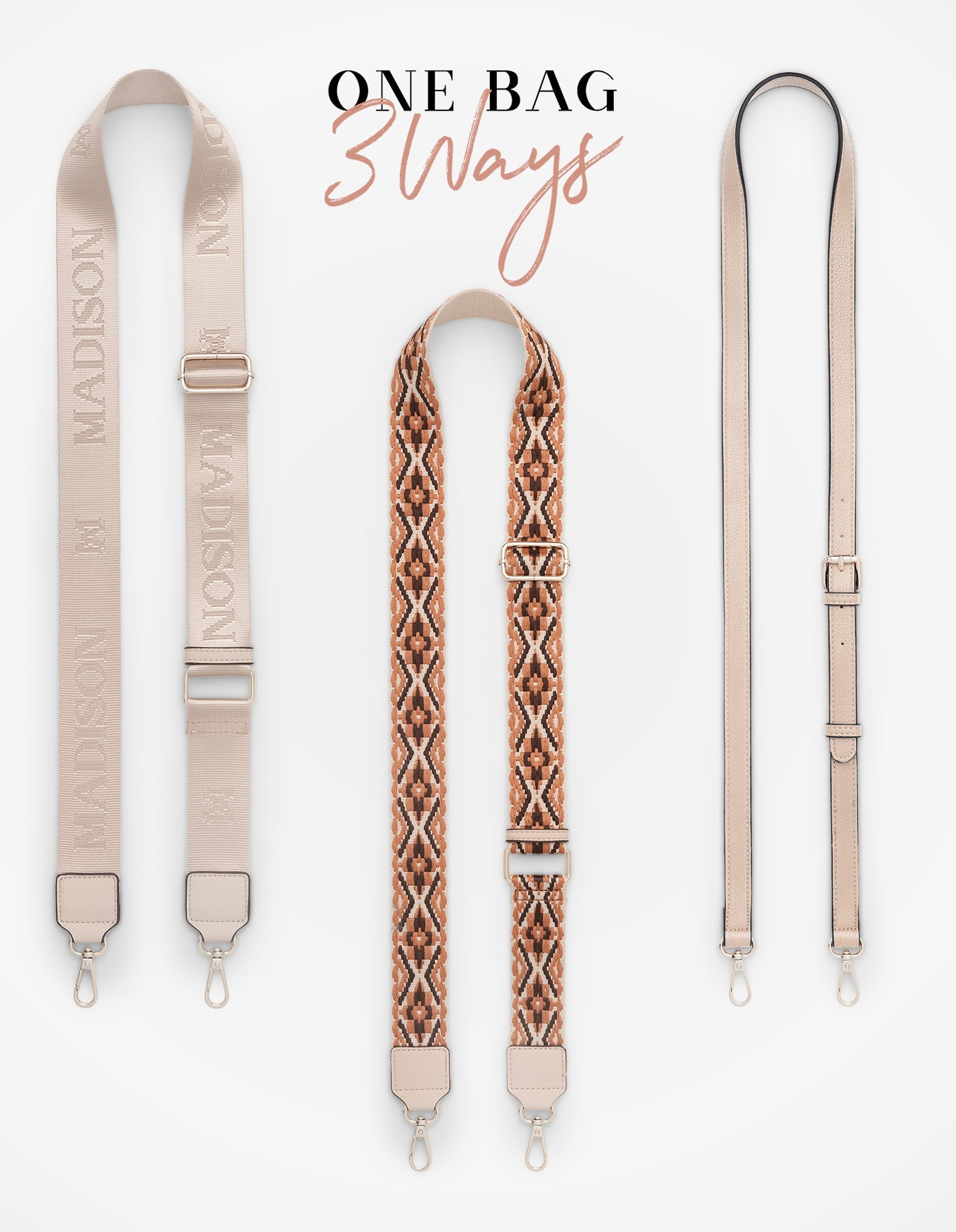 Monica Crossbody Bag & 3 Straps - One Bag 3 Ways-Handbags-PEROZ Accessories