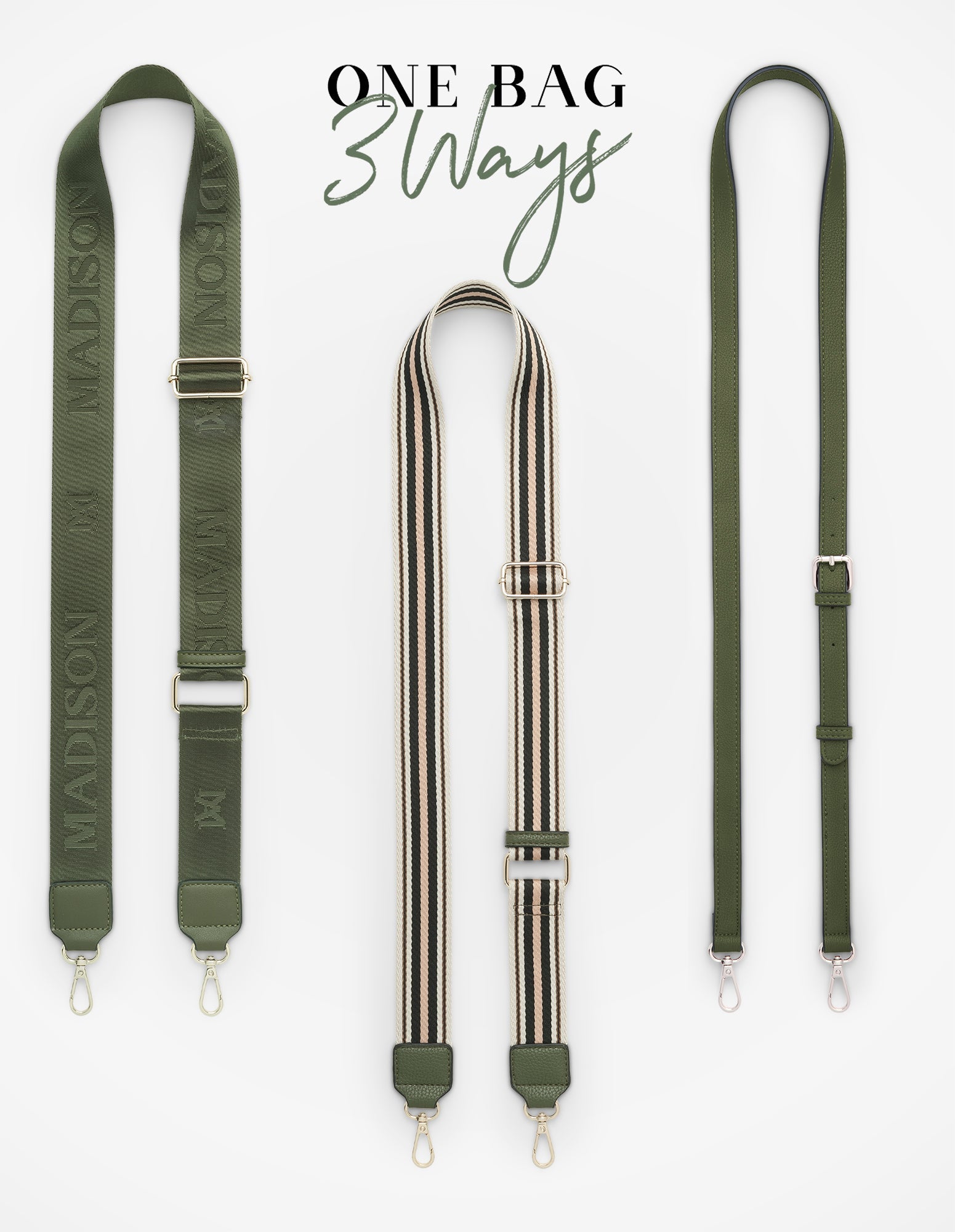 Monica Crossbody Bag & 3 Straps - One Bag 3 Ways-Handbags-PEROZ Accessories