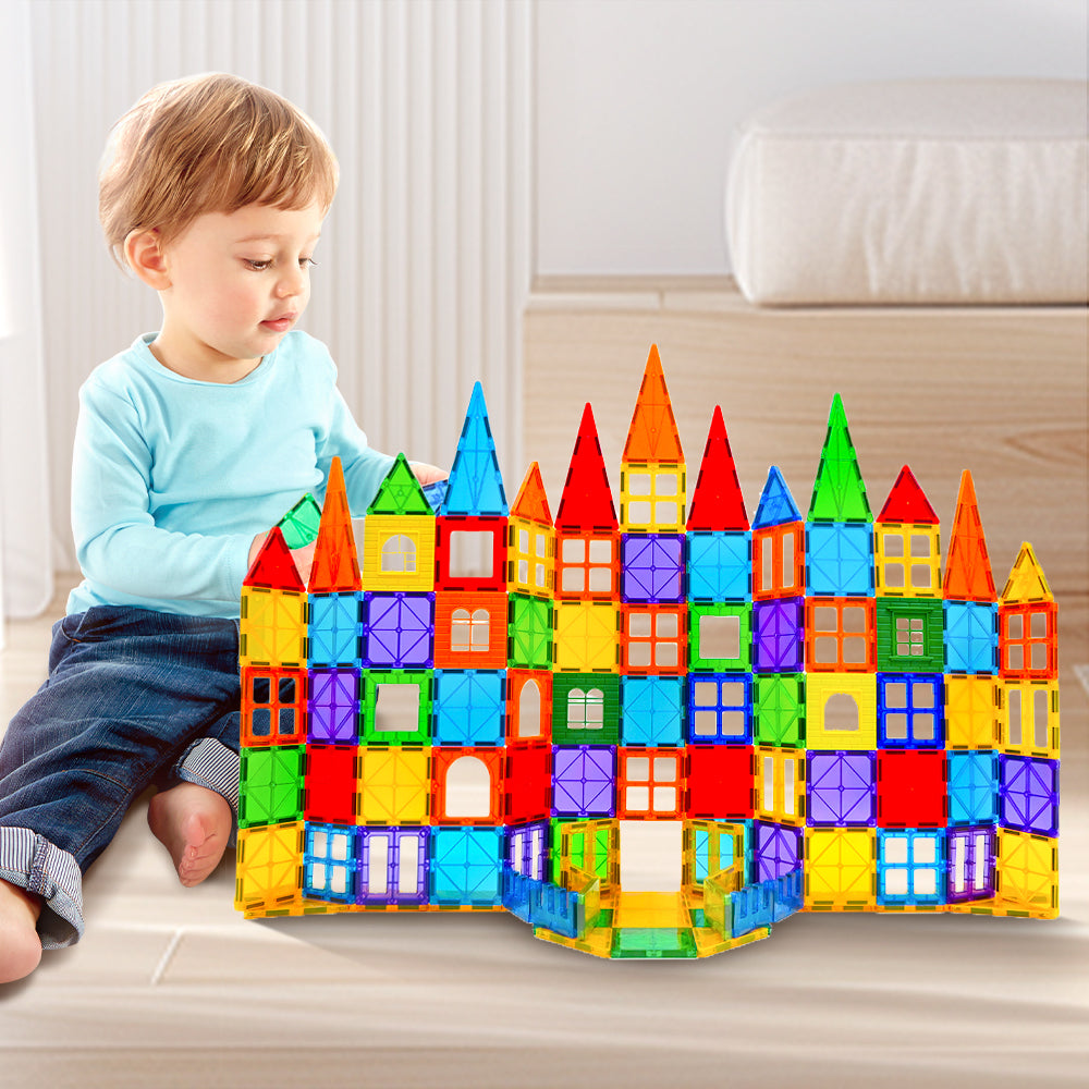 Playpals Kids Magnetic Tiles Blocks Building Educational Toys 100PCS-Kid Building Toys-PEROZ Accessories