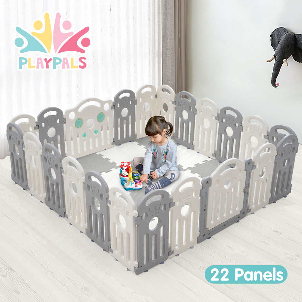 Playpals Kids Playpen Baby Safety Gate Toddler Fence 22 Panels-Kid Playpens-PEROZ Accessories