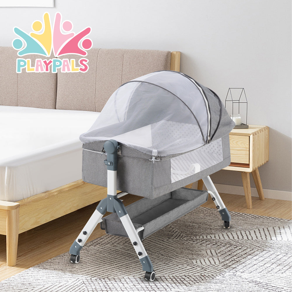 PlayPals Baby Cot Crib Bed Portable Bassinet Bedside Sleeper Adjustable-Baby Cot-PEROZ Accessories
