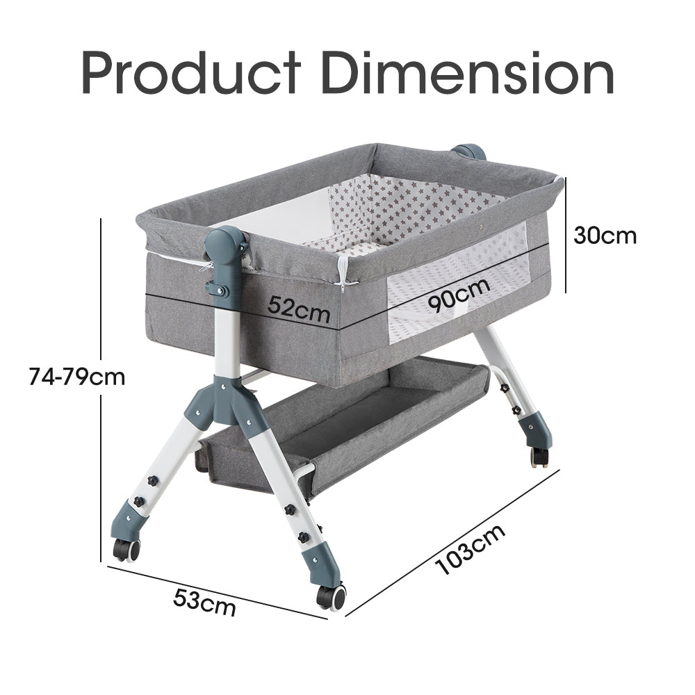 PlayPals Baby Cot Crib Bed Portable Bassinet Bedside Sleeper Adjustable-Baby Cot-PEROZ Accessories
