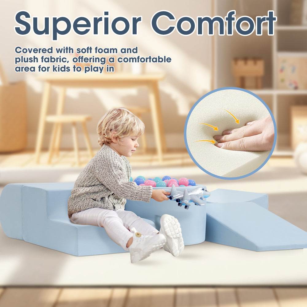 Playpals Kids Climb Crawl Foam Play Set 5PC Blue-Foam Play Sets-PEROZ Accessories