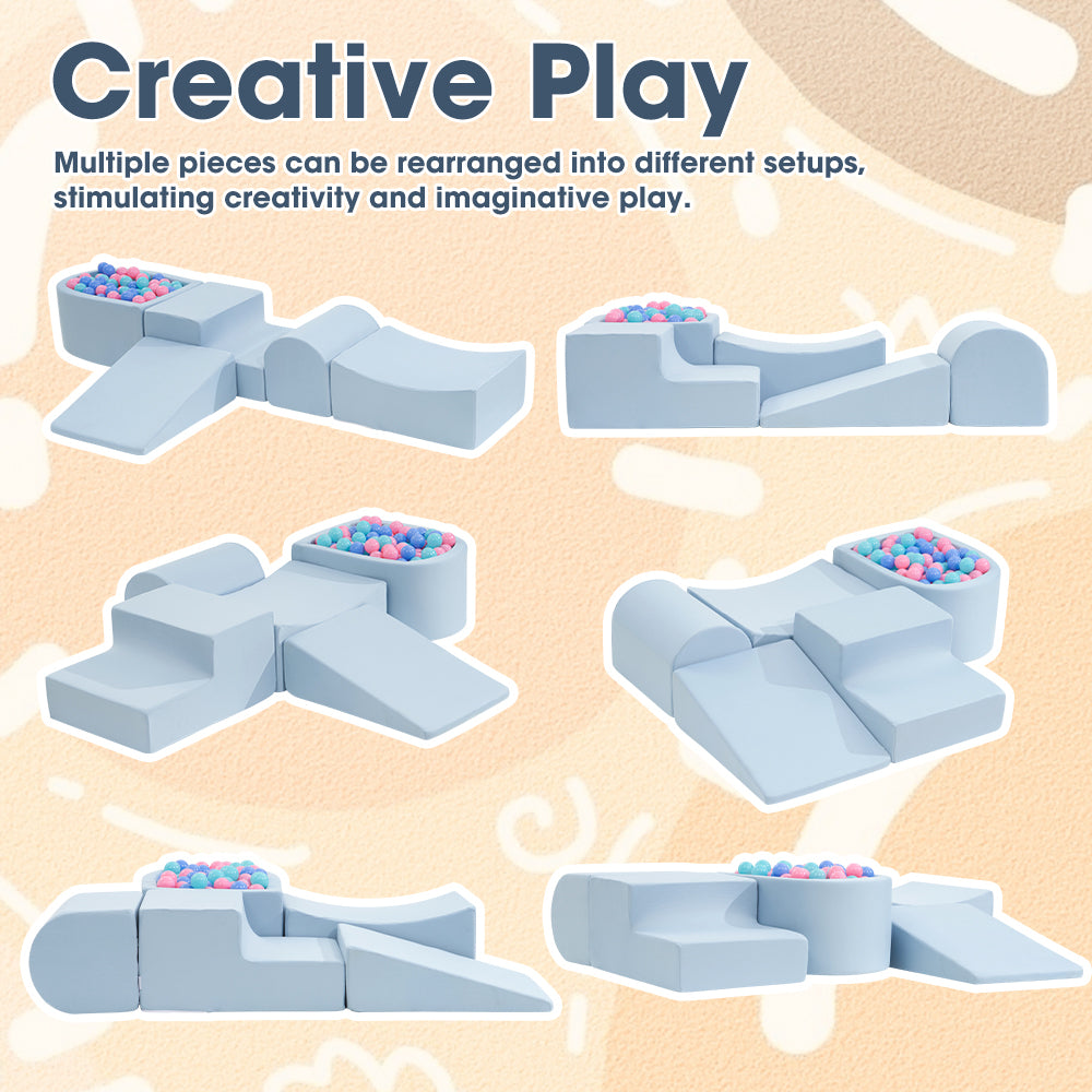 Playpals Kids Climb Crawl Foam Play Set 5PC Blue-Foam Play Sets-PEROZ Accessories