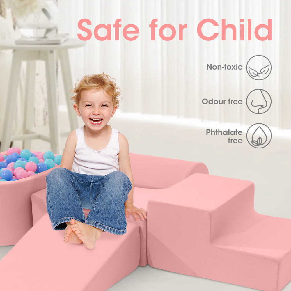 Playpals Kids Climb Crawl Foam Play Set 5PC Pink-Foam Play Sets-PEROZ Accessories