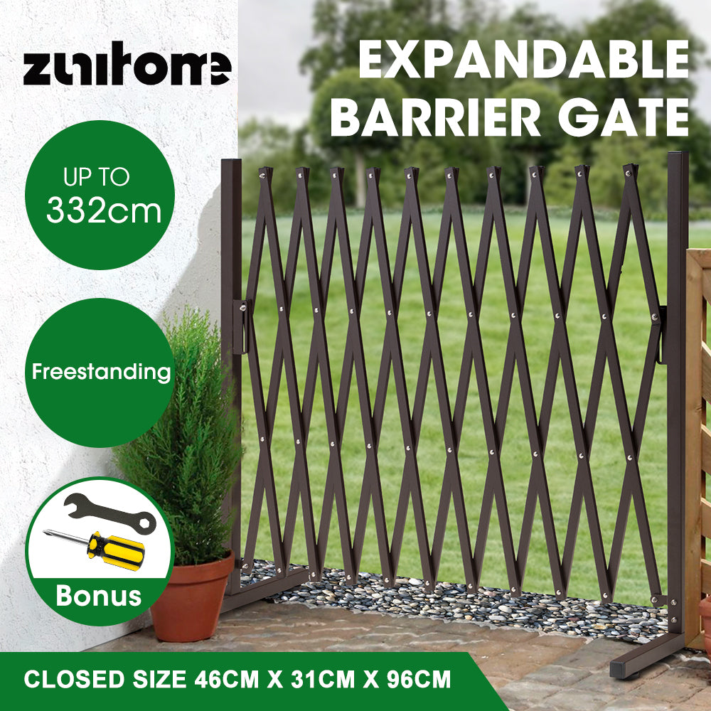 ZUNI Garden Fence Gate Expandable Barrier Indoor Outdoor Brown-Fence Gate-PEROZ Accessories