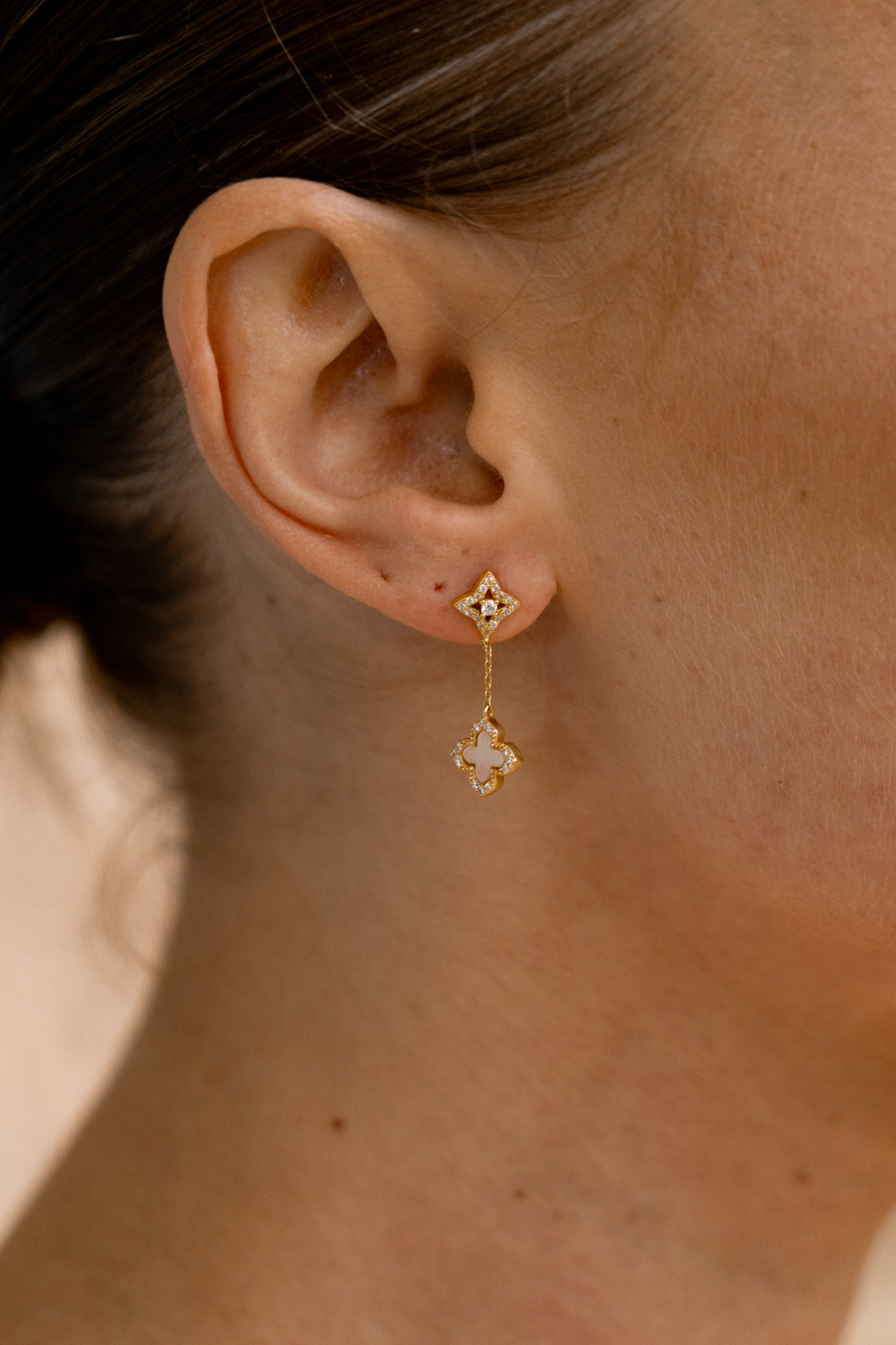 SYDNEY SOIRÉE FAIRWATER MOTHER OF PEARL DROP EARRINGS GOLD-PEROZ Accessories