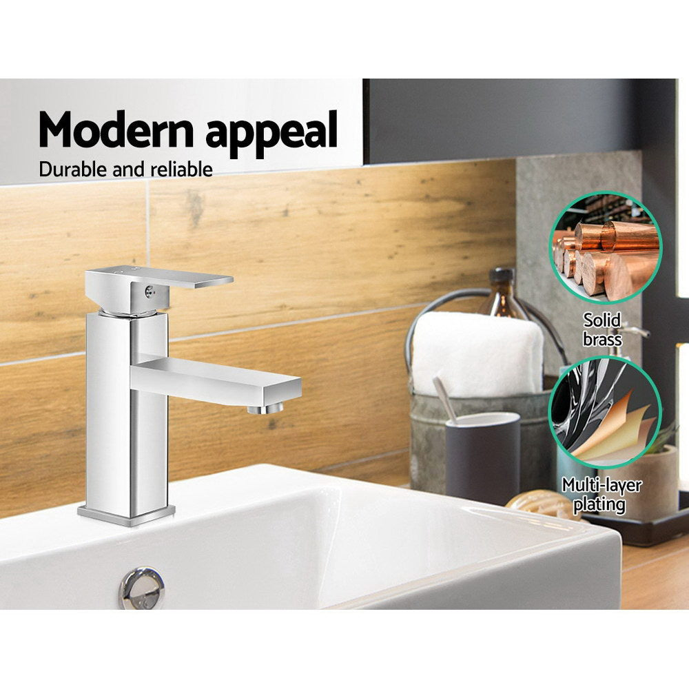 Cefito Bathroom Basin Mixer Tap Square Faucet Vanity Laundry Chrome-Furniture > Bathroom > Tap & Sink Accessories-PEROZ Accessories