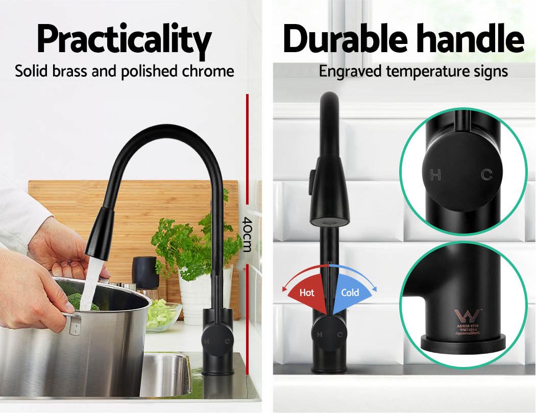 Cefito Kitchen Mixer Tap Pull Out 2 Mode Sink Faucet Basin Laundry Black-Furniture > Bathroom > Tap & Sink Accessories-PEROZ Accessories