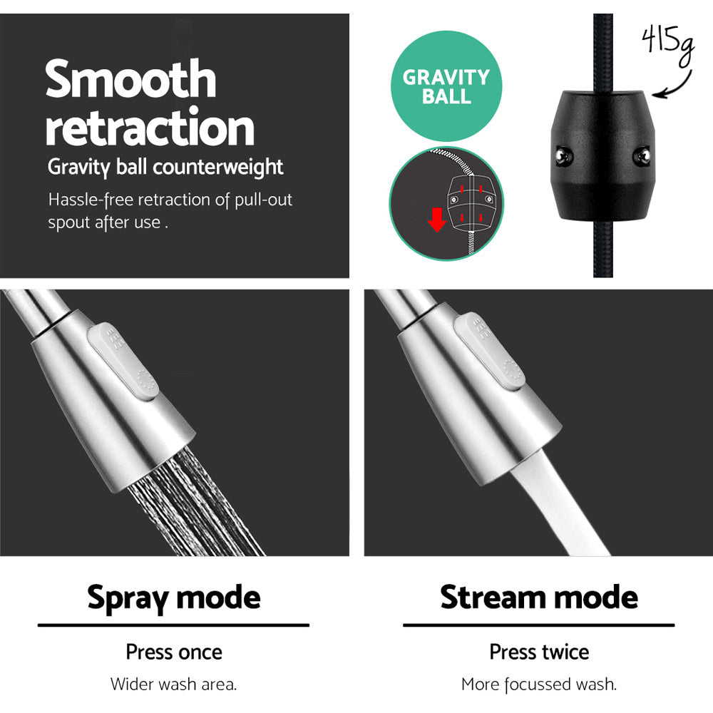 Cefito Kitchen Mixer Tap Pull Out 2 Mode Sink Faucet Basin Laundry Chrome-Furniture > Bathroom > Tap & Sink Accessories-PEROZ Accessories