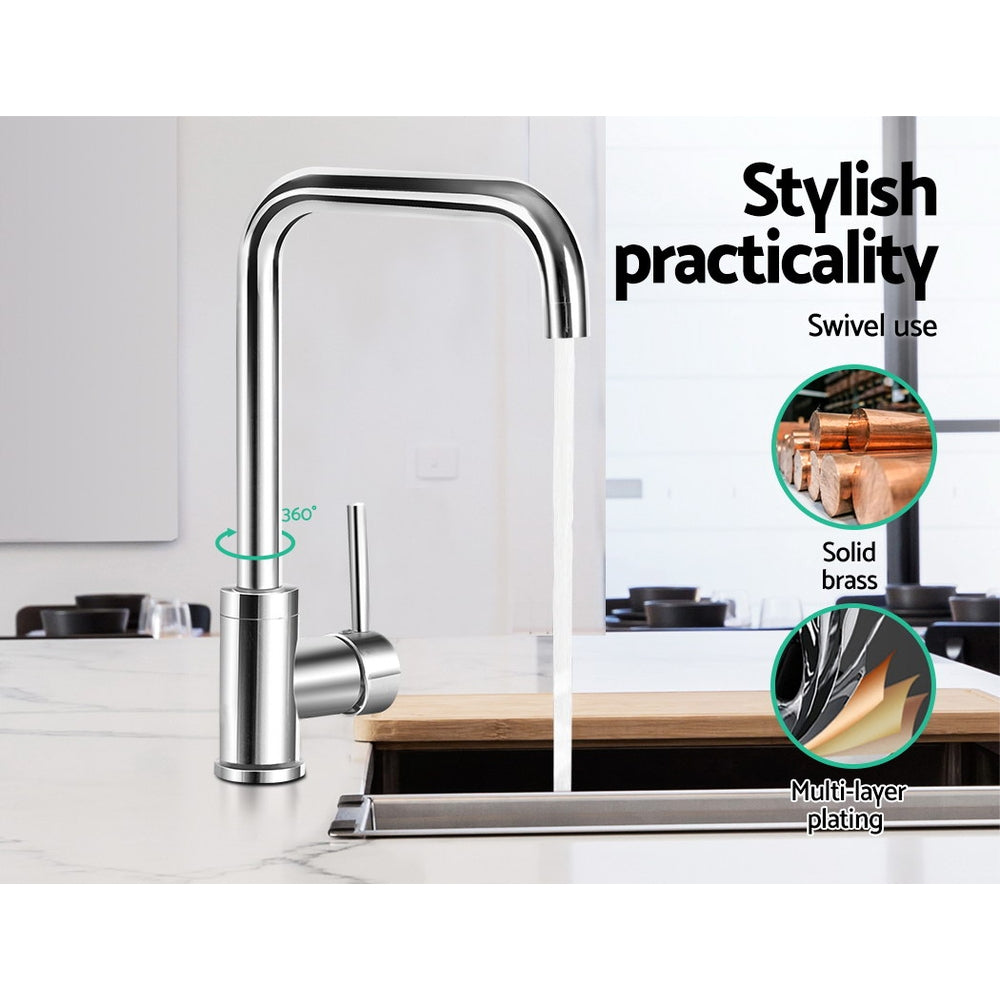 Cefito Kitchen Mixer Tap Mixer Rectangle Sink Faucet Basin Laundry Chrome-Furniture > Bathroom > Tap & Sink Accessories-PEROZ Accessories