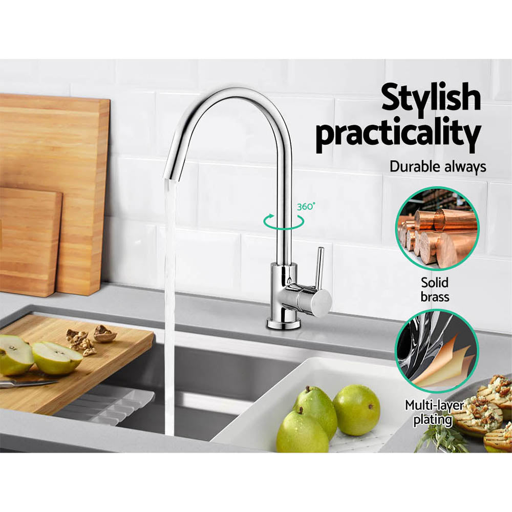 Cefito Kitchen Mixer Tap Mixer Round Sink Faucet Basin Laundry Chrome-Furniture > Bathroom > Tap & Sink Accessories-PEROZ Accessories