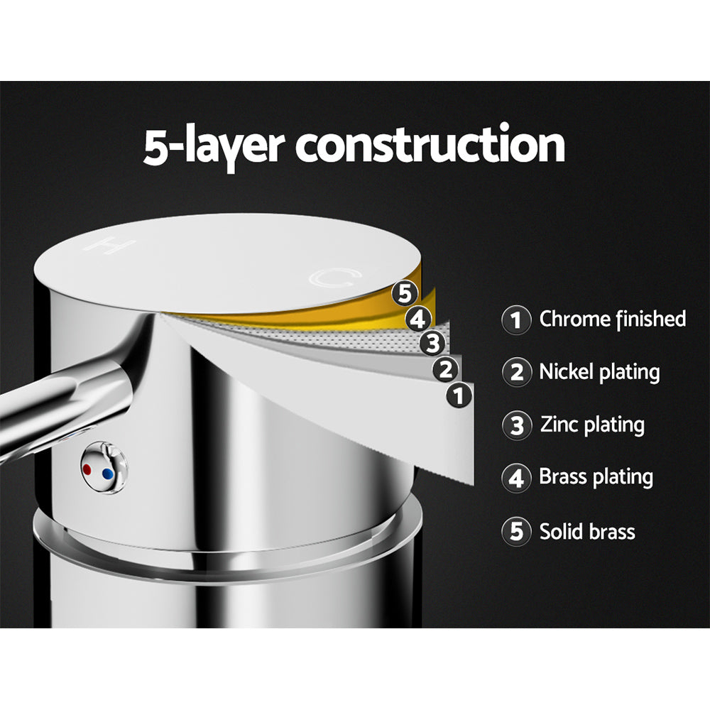 Cefito Basin Mixer Wall Tap Round Brass Faucet Shower Bathtub Chrome-Home & Garden > Bathroom Accessories > Shower Accessories-PEROZ Accessories