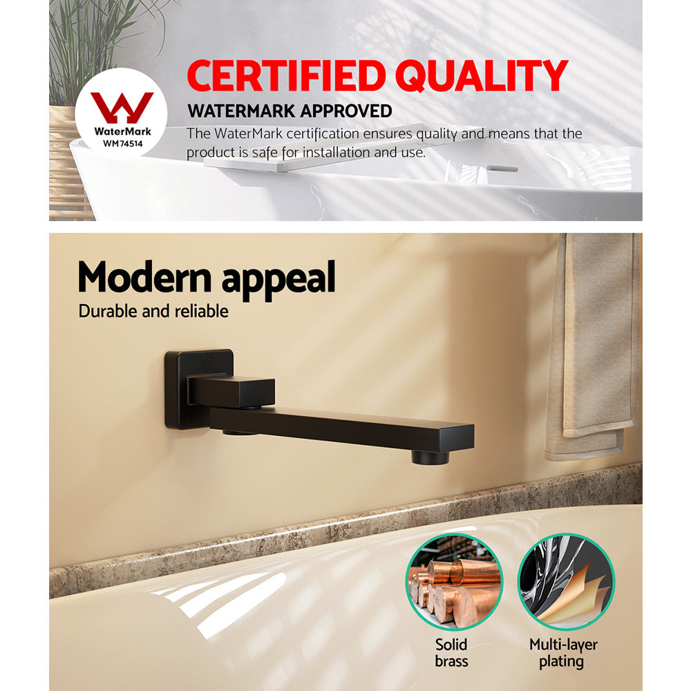 Cefito Bathroom Mixer Spout Wall Bath Tap Square Swivel Bathtub Black-Furniture > Bathroom > Tap & Sink Accessories-PEROZ Accessories