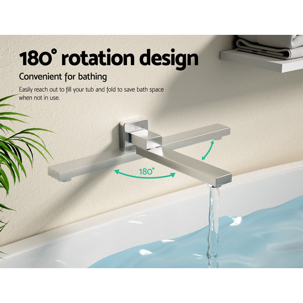 Cefito Bathroom Mixer Spout Wall Bath Tap Square Swivel Bathtub Chrome-Furniture > Bathroom > Tap & Sink Accessories-PEROZ Accessories