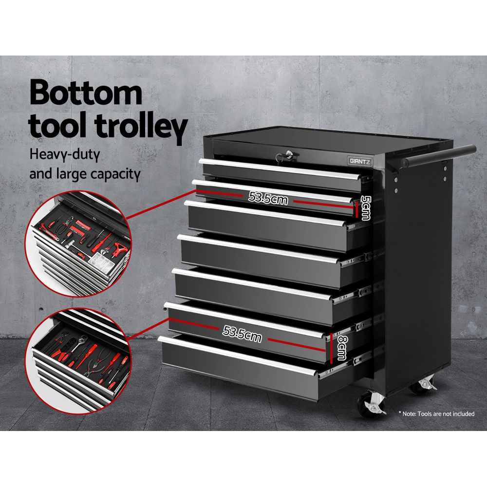 Giantz 16 Drawer Tool Box Cabinet Chest Trolley Toolbox Garage Storage Black-Tools > Tools Storage > Tool Cabinets-PEROZ Accessories