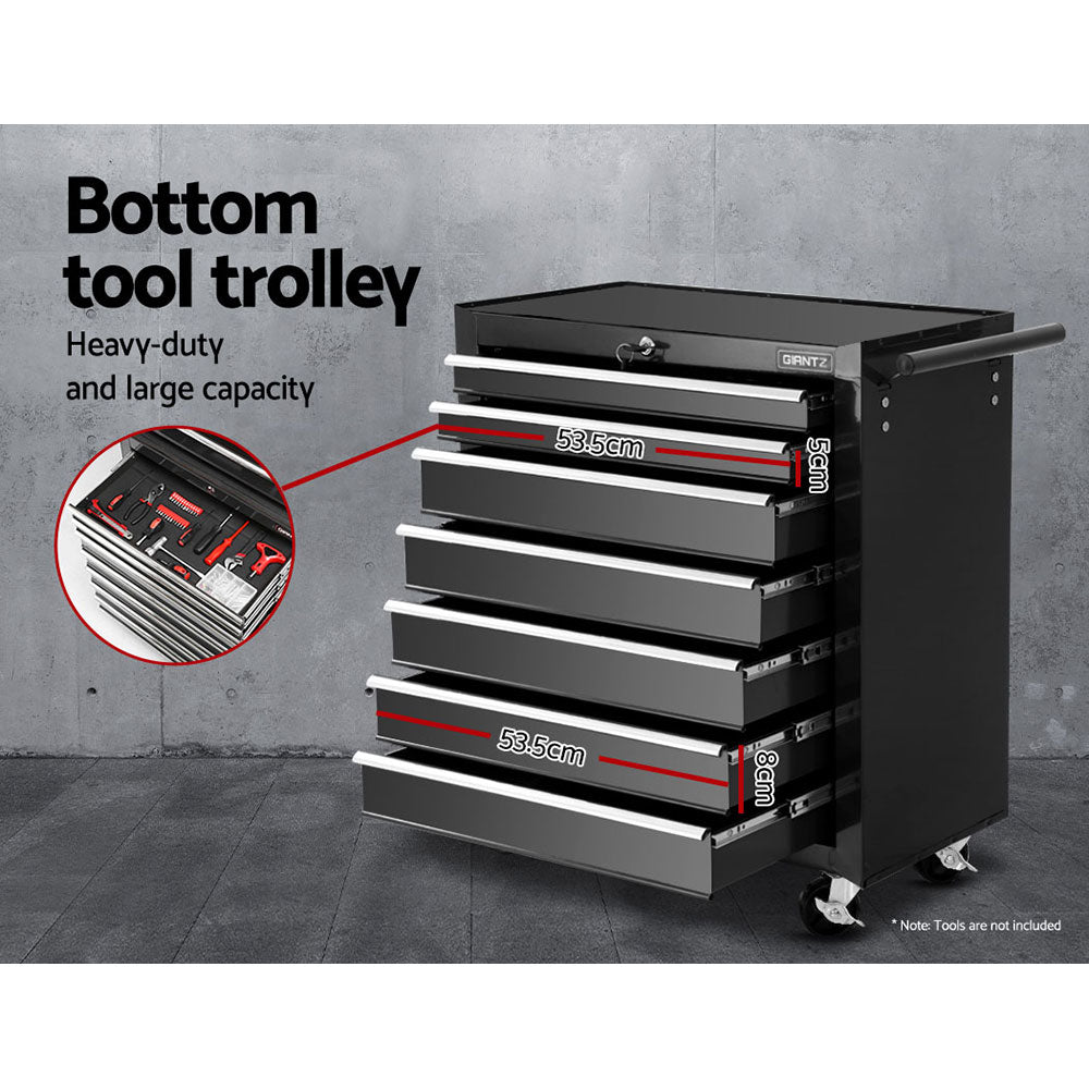 Giantz 17 Drawer Tool Box Cabinet Chest Trolley Toolbox Garage Storage Box Black-Tools > Tools Storage > Tool Cabinets-PEROZ Accessories