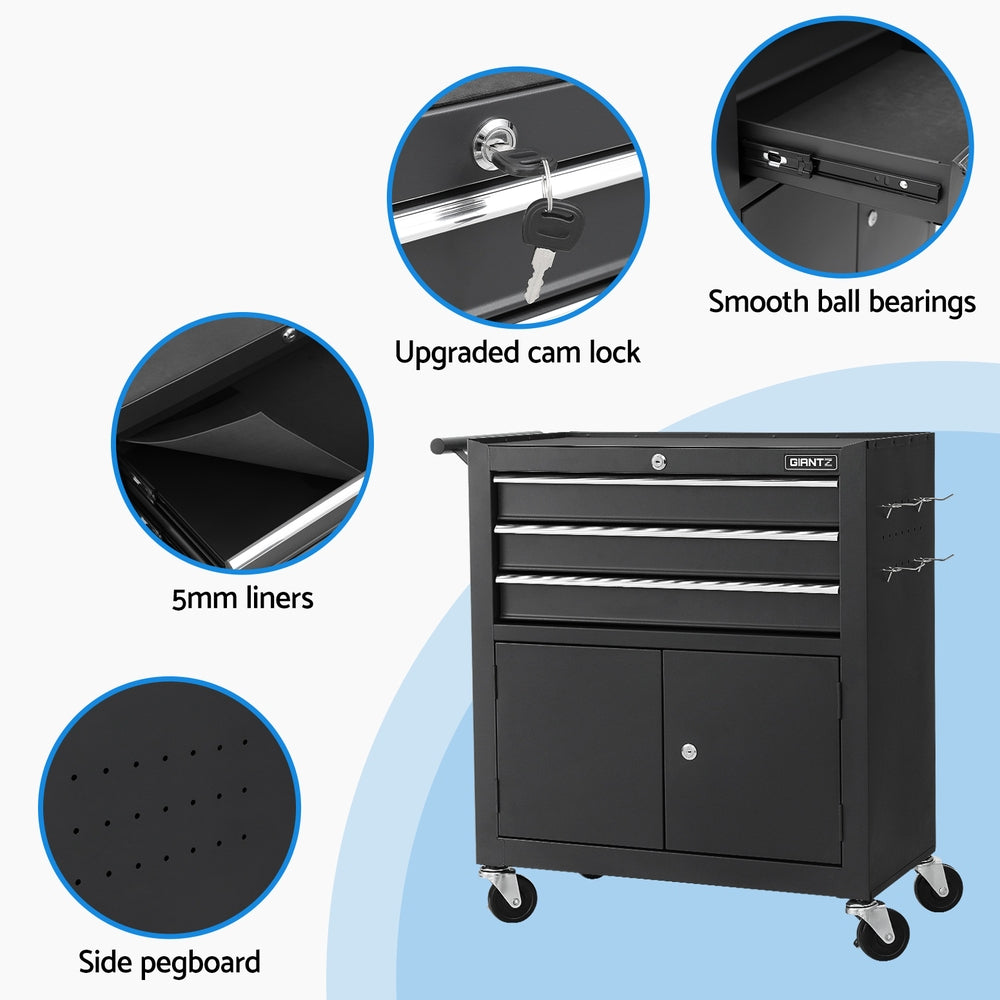 Giantz 3 Drawer Tool Box Chest Cabinet Toolbox Storage Garage Organiser Wheels-Tools > Tools Storage > Tool Cabinets-PEROZ Accessories