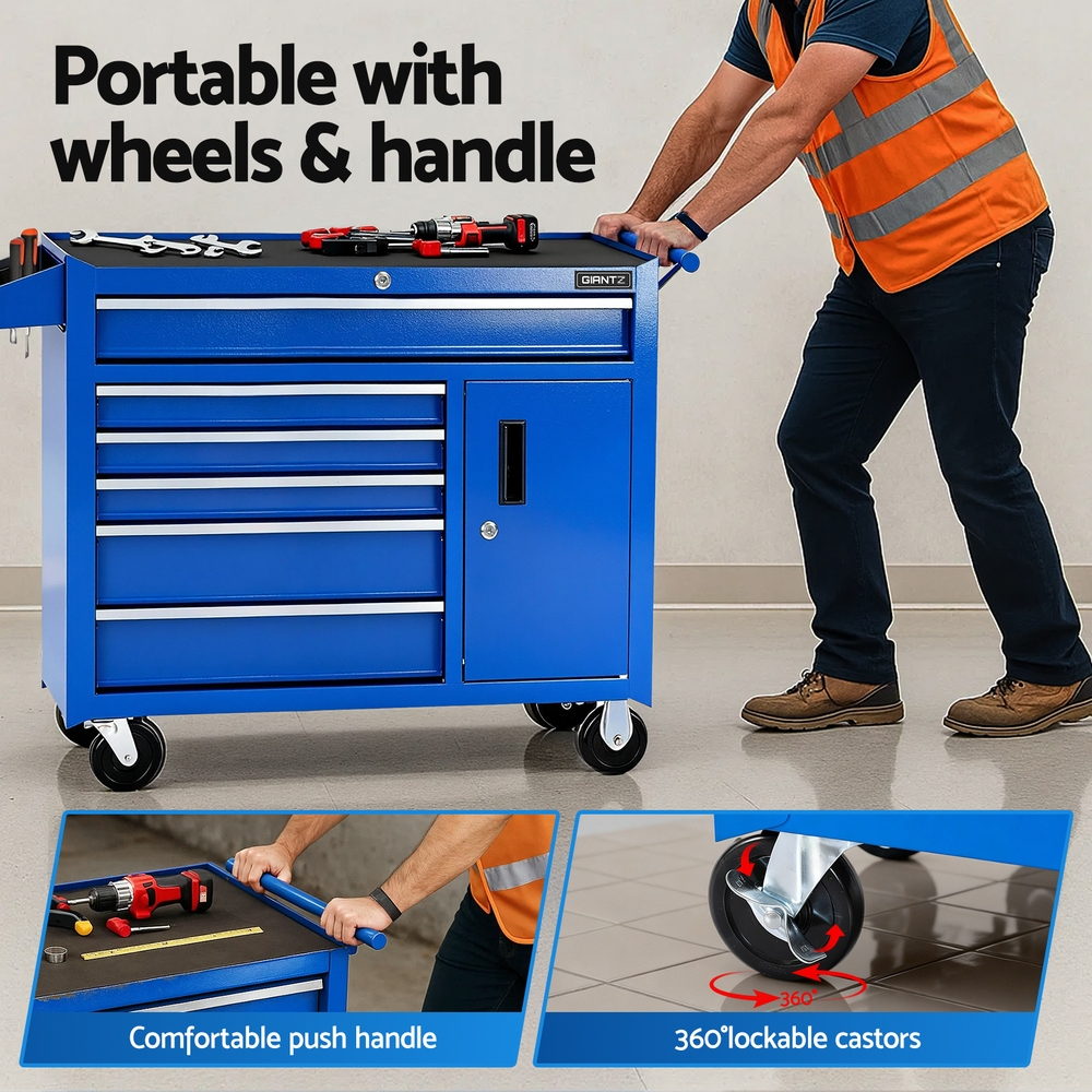 Giantz 6 Drawer Tool Chest Trolley Cabinet Cart Toolbox Storage Organiser Wheels-Tools > Tools Storage > Tool Boxes-PEROZ Accessories