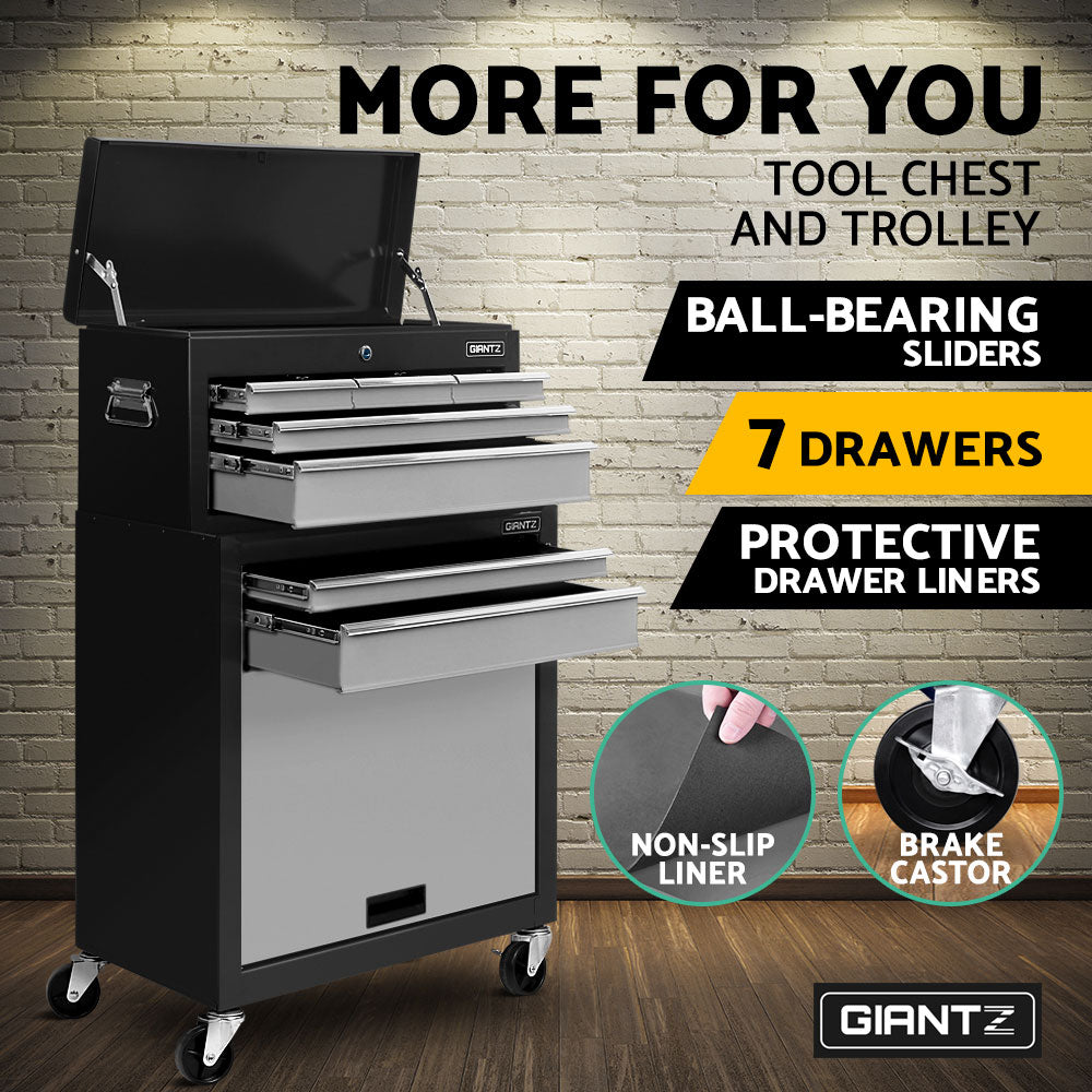 Giantz 7 Drawer Tool Box Cabinet Chest Trolley Toolbox Garage Storage Grey-Tools > Tools Storage > Tool Cabinets-PEROZ Accessories