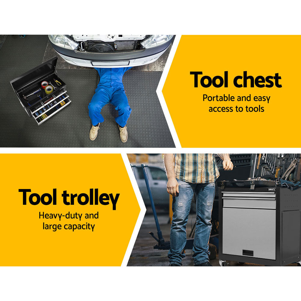 Giantz 7 Drawer Tool Box Cabinet Chest Trolley Toolbox Garage Storage Grey-Tools > Tools Storage > Tool Cabinets-PEROZ Accessories
